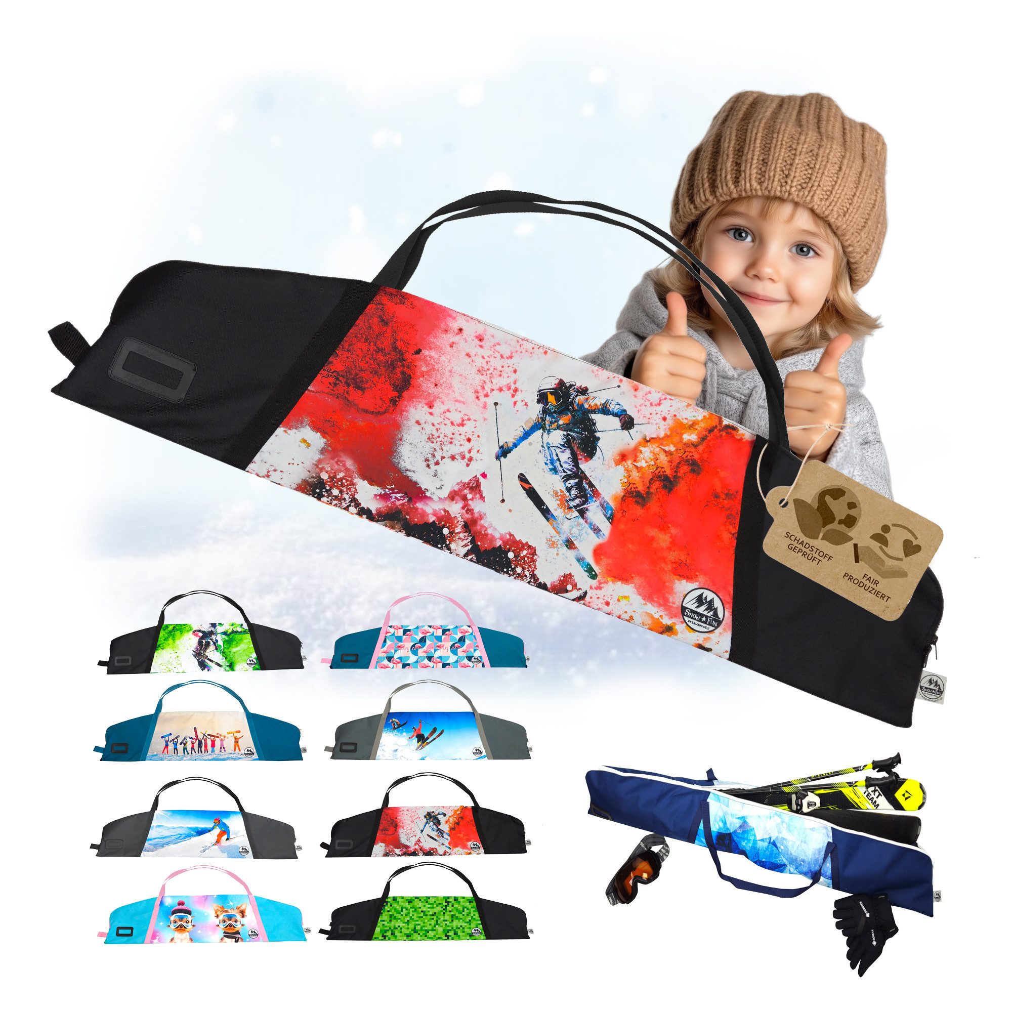 Skitasche Skitasche für Kinder Skisack für Ski und Skistöcke Skibag Skicover