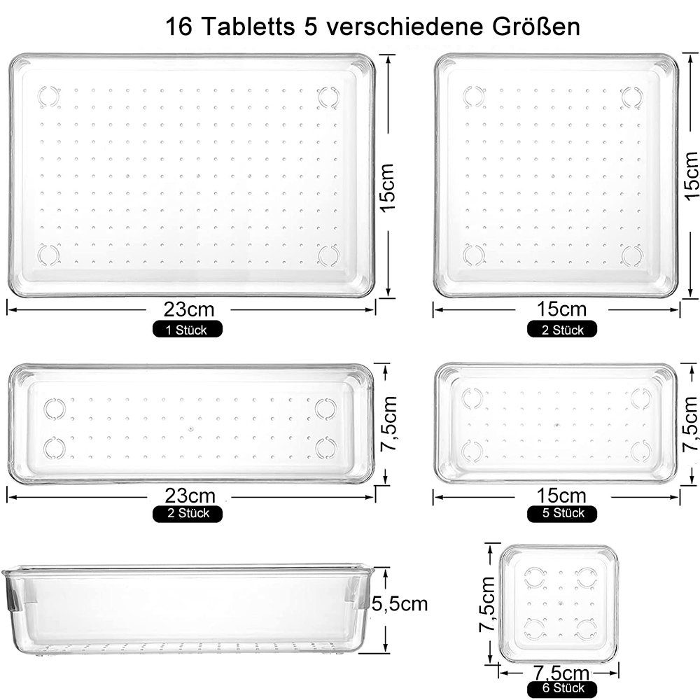 zggzerg Schubladeneinsatz 16 Stk Schublade Ordnungssystem mit 5 Größe, Klar günstig online kaufen