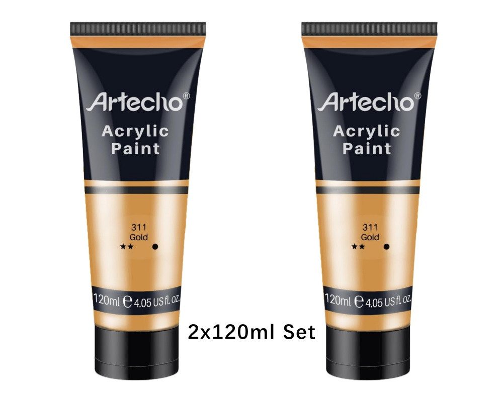 Artecho Acrylfarbe 2 x 120ml – Weiß, Schwarz, Golden, Silberи больше Цвета verfügbar