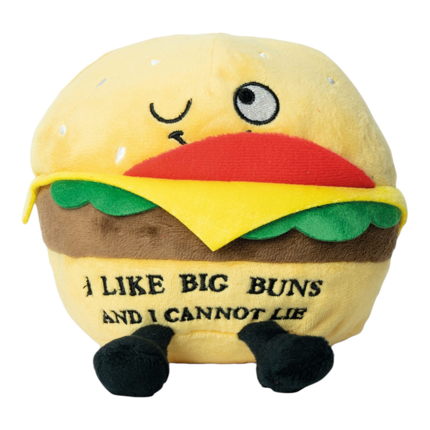 The Source Kuscheltier Punchkins Burger Kuscheltier mit dem Spruch I Like Big Buns and Lie