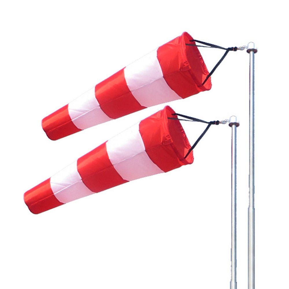 GelldG Dekoobjekt Windsack für Draußen, Windrichtungsanzeiger in Rot-Weiß 80x25x15cm