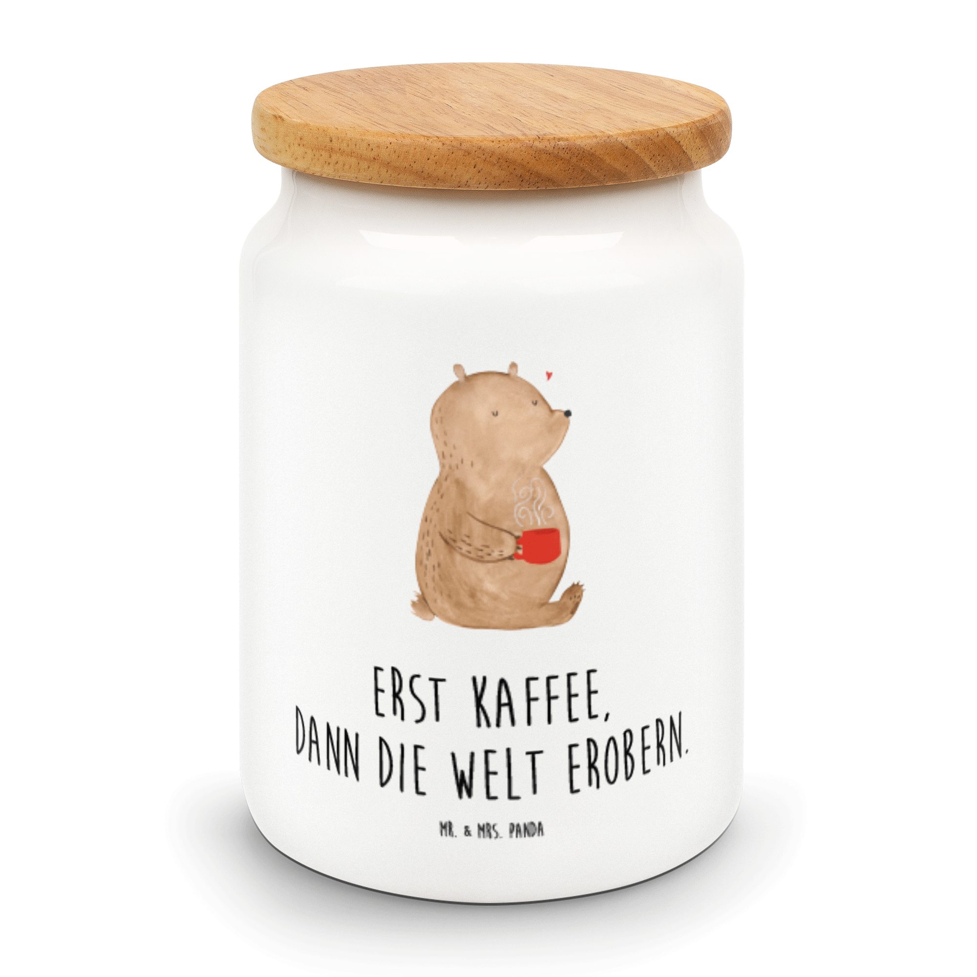 Mr. & Mrs. Panda Vorratsdose Bär Kaffee - Weiß - Geschenk, Leckerlidose, Coffee, Vorratsdose, Vorr, Keramik, (1-tlg) | Vorratsdosen