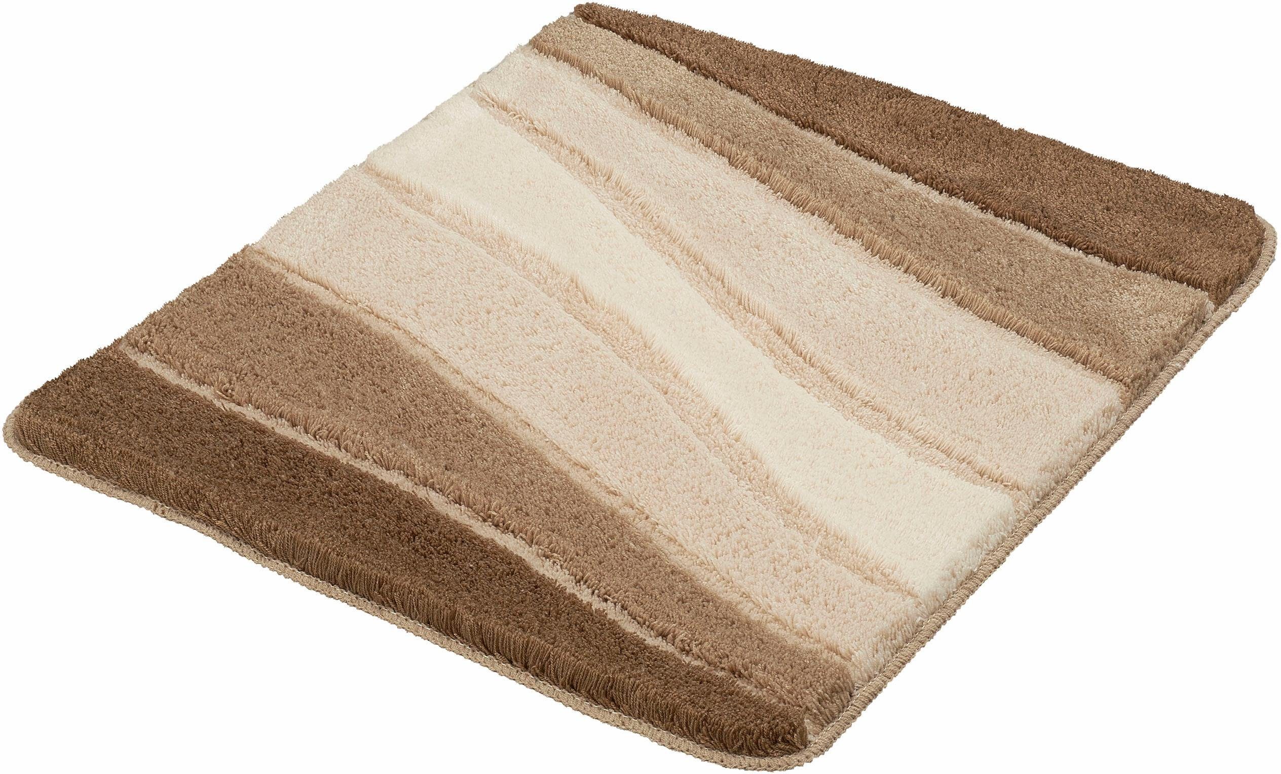 Badematte Ocean MEUSCH, Höhe 23 mm, mit Design, rechteckig, fußbodenheizungsgeeignet, taupe waschbar Badteppich, Effekt, beschichtet, Farbverlauf, Hoch-Tief Kunstfaser, rutschhemmend Wellen