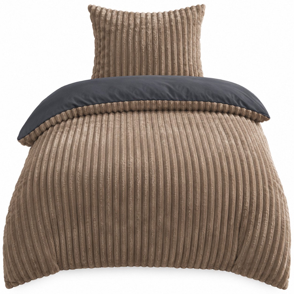 Leonado Vicenti Bettwäsche Teddyplüsch Cord Optik, Fleece, 2 teilig, extra warm und kuschelig, Winterbettwäsche Cashmere Touch