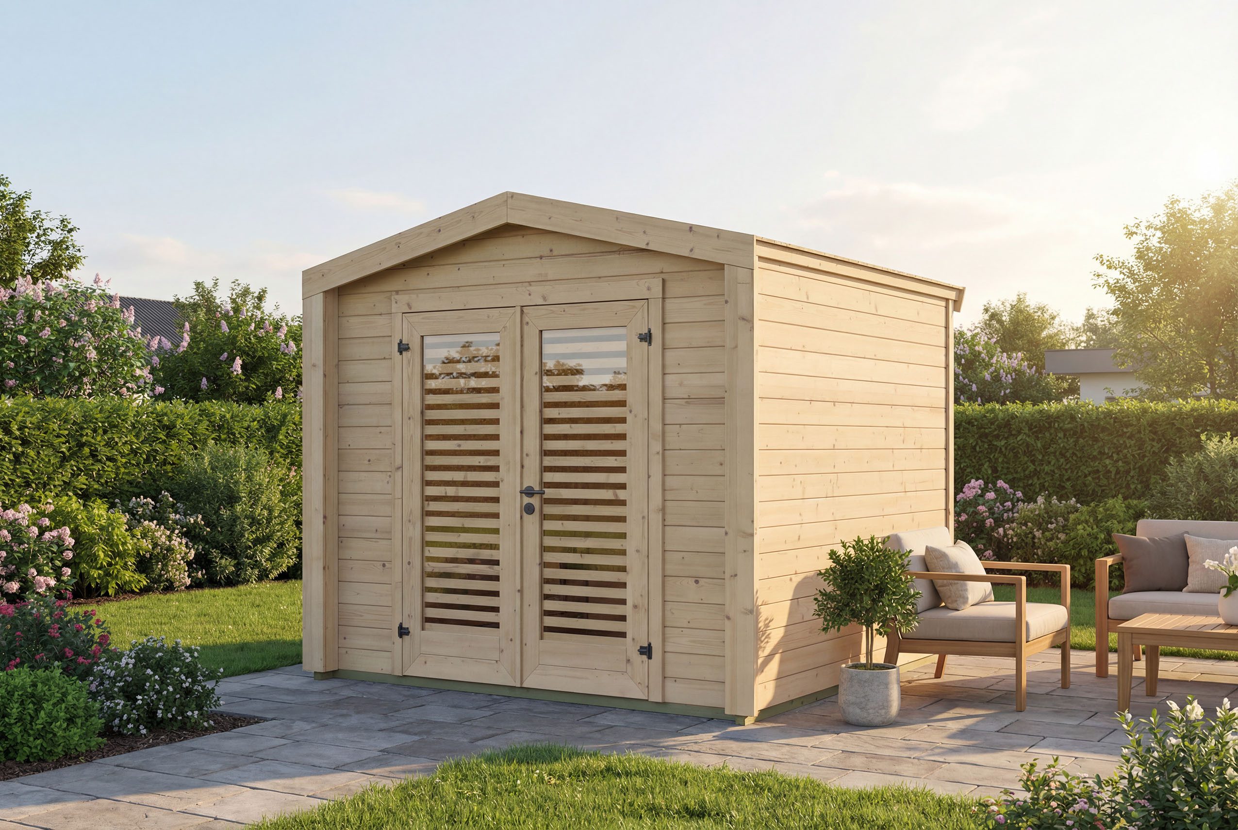 weka Gartenhaus Killarney, BxT: 261x263 cm, Doppeltür mit Lamellen