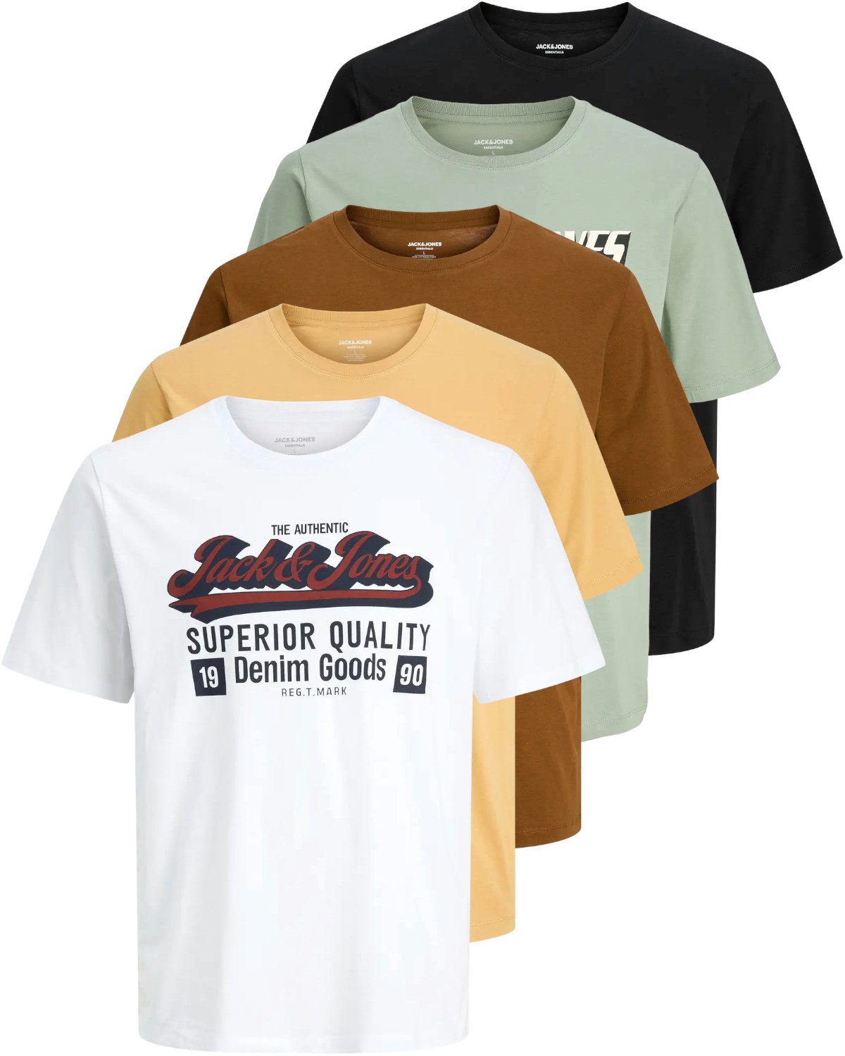 Jack & Jones Print-Shirt Bedrucktes T-Shirt aus Baumwolle (5er-Pack) günstig online kaufen