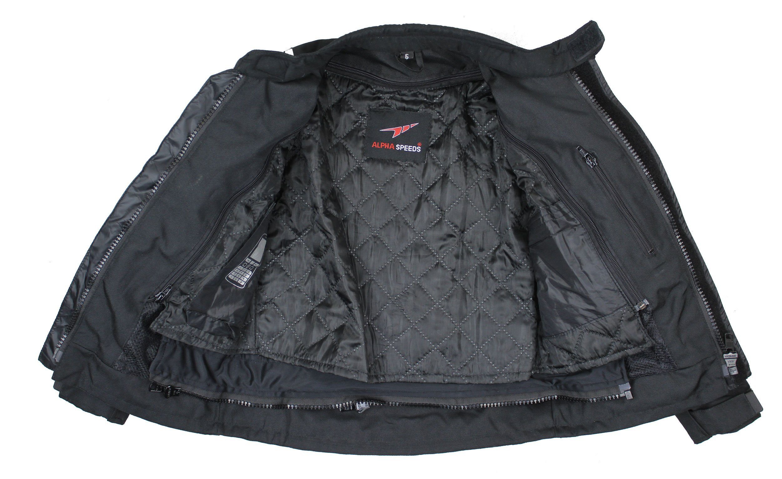 Alpha Speeds Motorradjacke Kinder Motorrad Textil Jacke Biker wasserdicht Jacke mit Protektoren Sport, Innenjacke ist trennbar: All Season, Pink – Bild 4 von 5