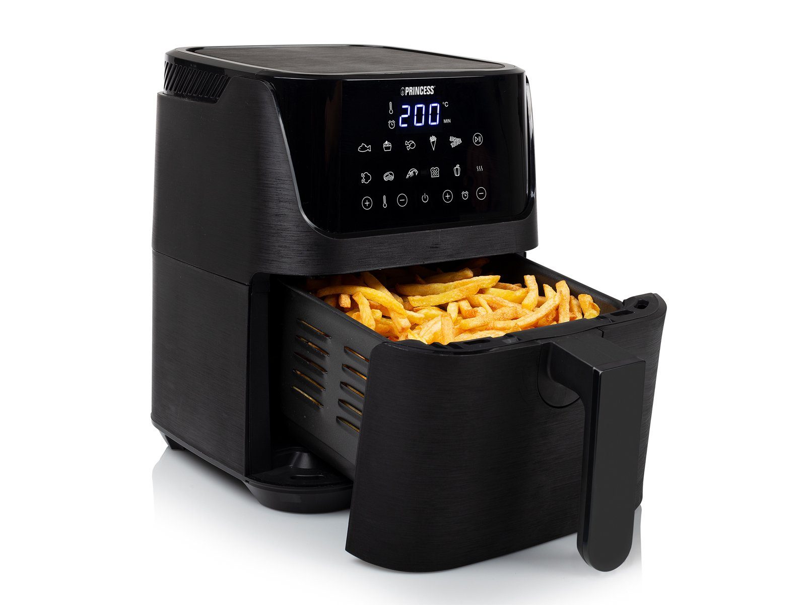 PRINCESS Heißluftfritteuse, 1350 W, große XL 3,5L Air Fritteuse, Fritöse ohne Öl frittieren, 10 Programme