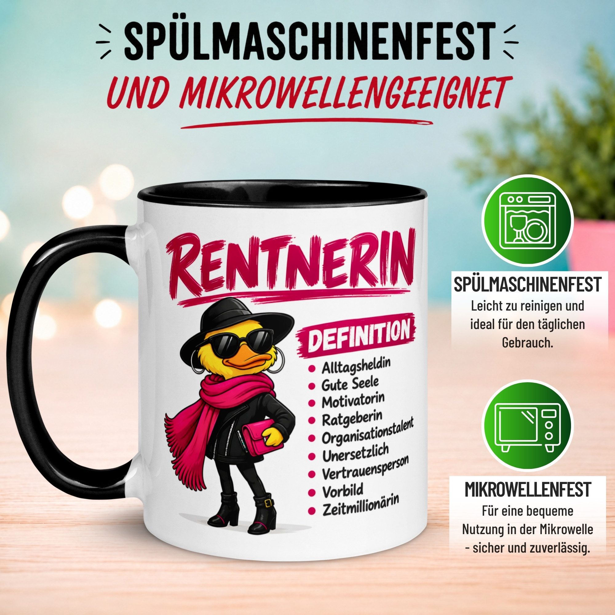 Momentals Tasse Rentnerin – „Definition einer Rentnerin“ – Geschenk Rente Frau, Gratis Versand · Links-&Rechtshänder · Spülmaschinenfest – Bild 5 von 5