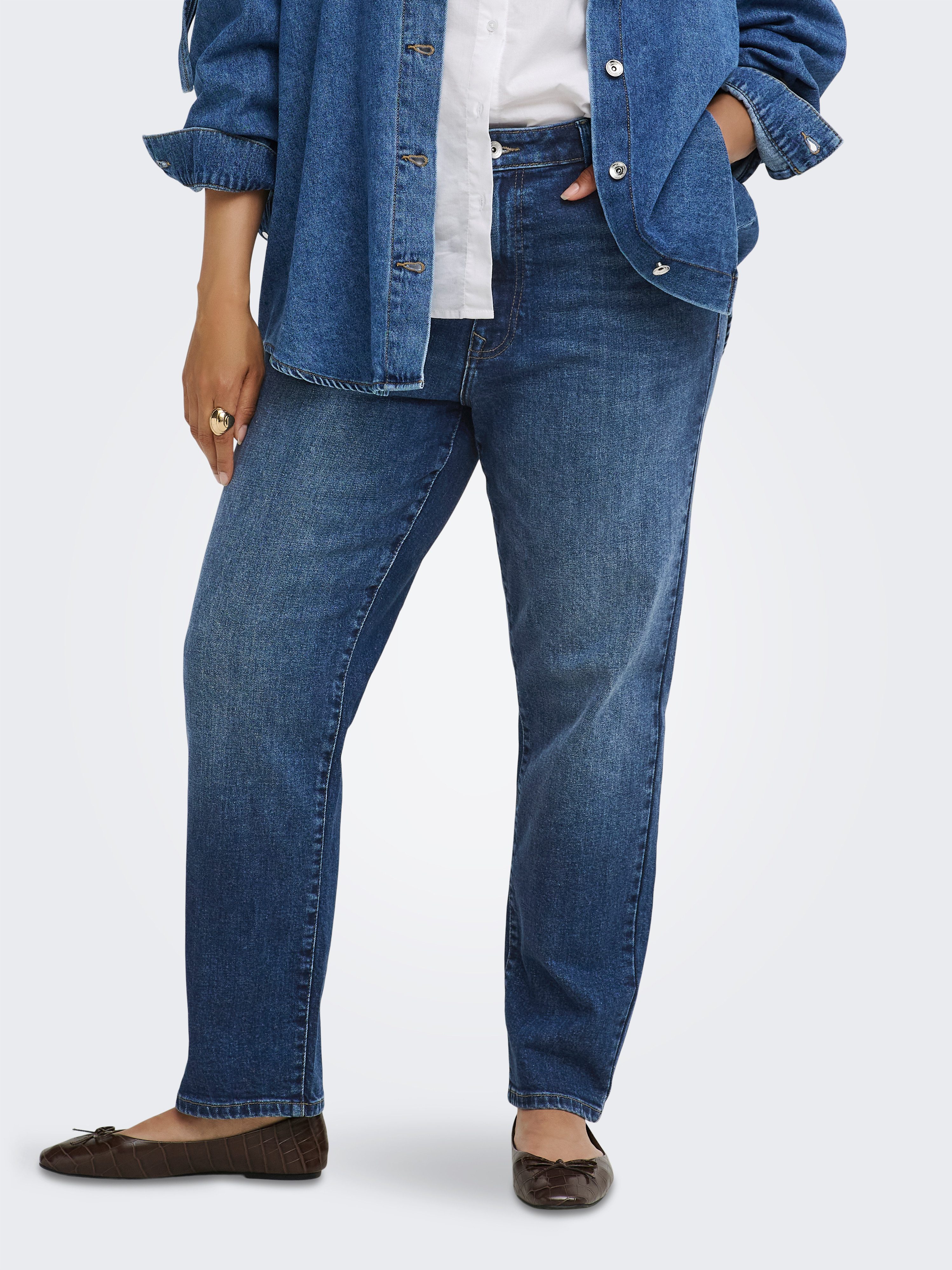 ONLY CARMAKOMA Straight-Jeans CAREMILY STRETCH HW ST ANK DNM TAI440 Baumwollmischung, High Waist