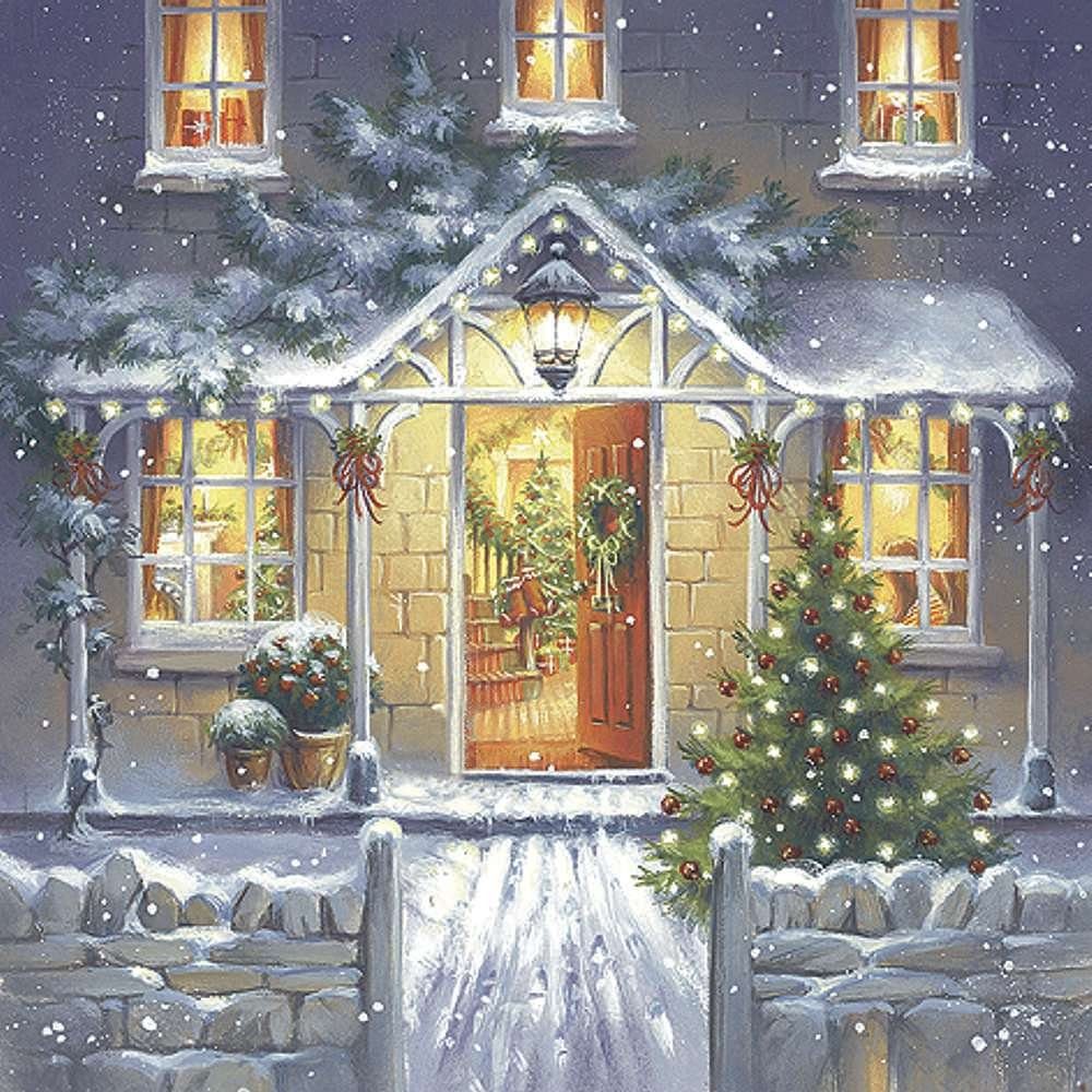 Linoows Papierserviette 20 Servietten Weihnachten, Willkommen zu Hause, (Packung), Motiv Weihnachten, Willkommen zu Hause