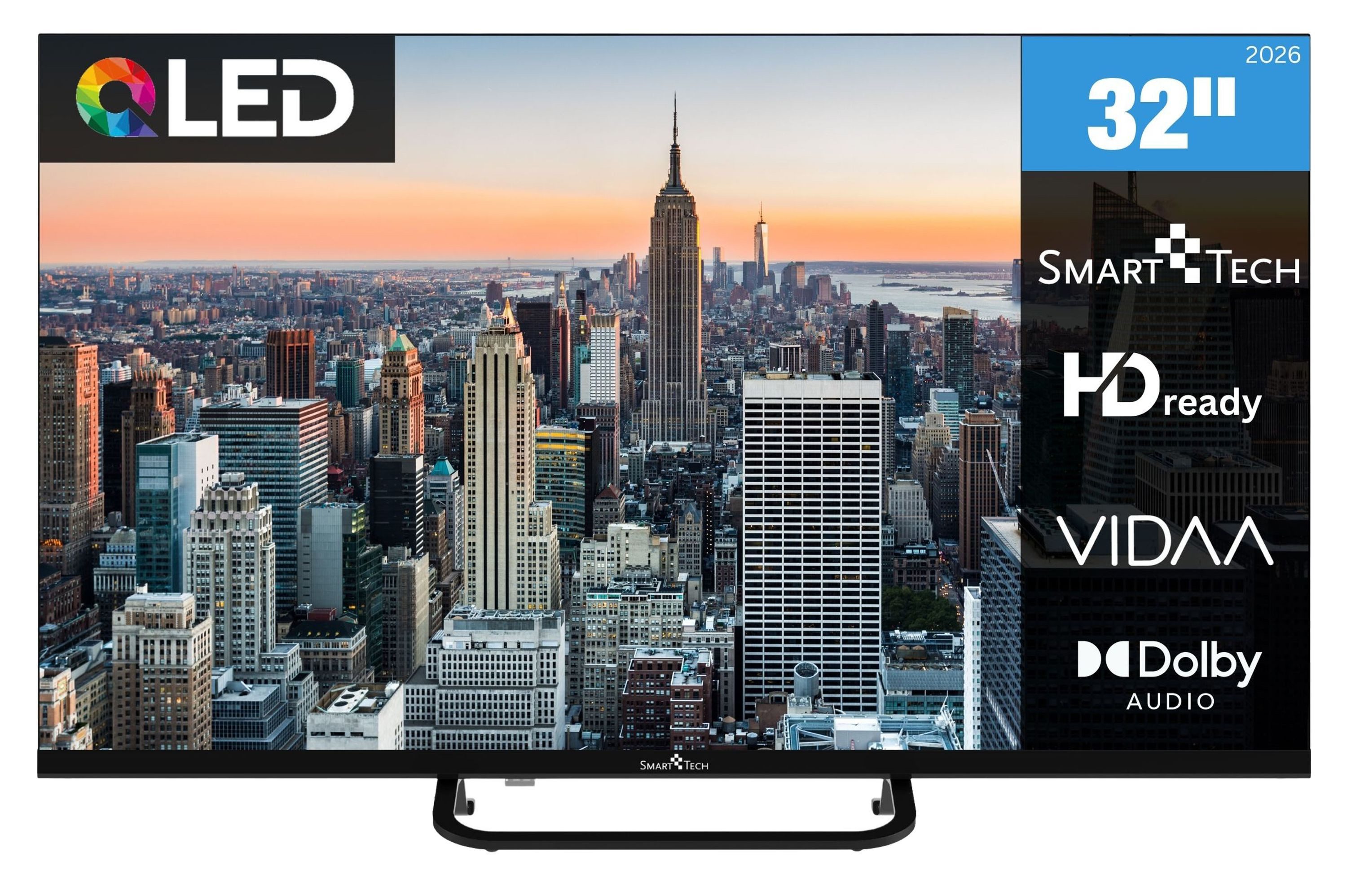 Smart Tech 32QV02V QLED-Fernseher (80 cm/32 Zoll, HD-ready, VIDAA Smart TV, VIDAA Smart TV, Triple-Tuner)