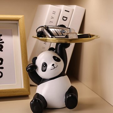 yozhiqu Dekotablett Panda Förmiges Ablagetablett, luxuriöse, moderne,Wohnzimmer Dekoration (1 St), Rundes Metalltablett mit großem Fassungsvermögen rutschfestem Design