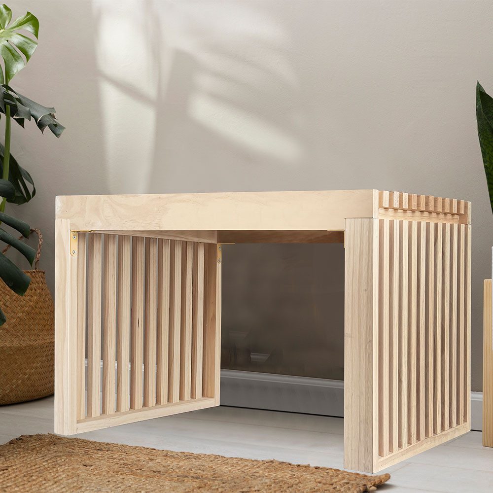 HOME DELUXE Sitzbank aus Holz LORA - 78 x 40 x 42 cm, Kiefernholz, Lamellen, Flurbank, Bettbank, Garderobenbank