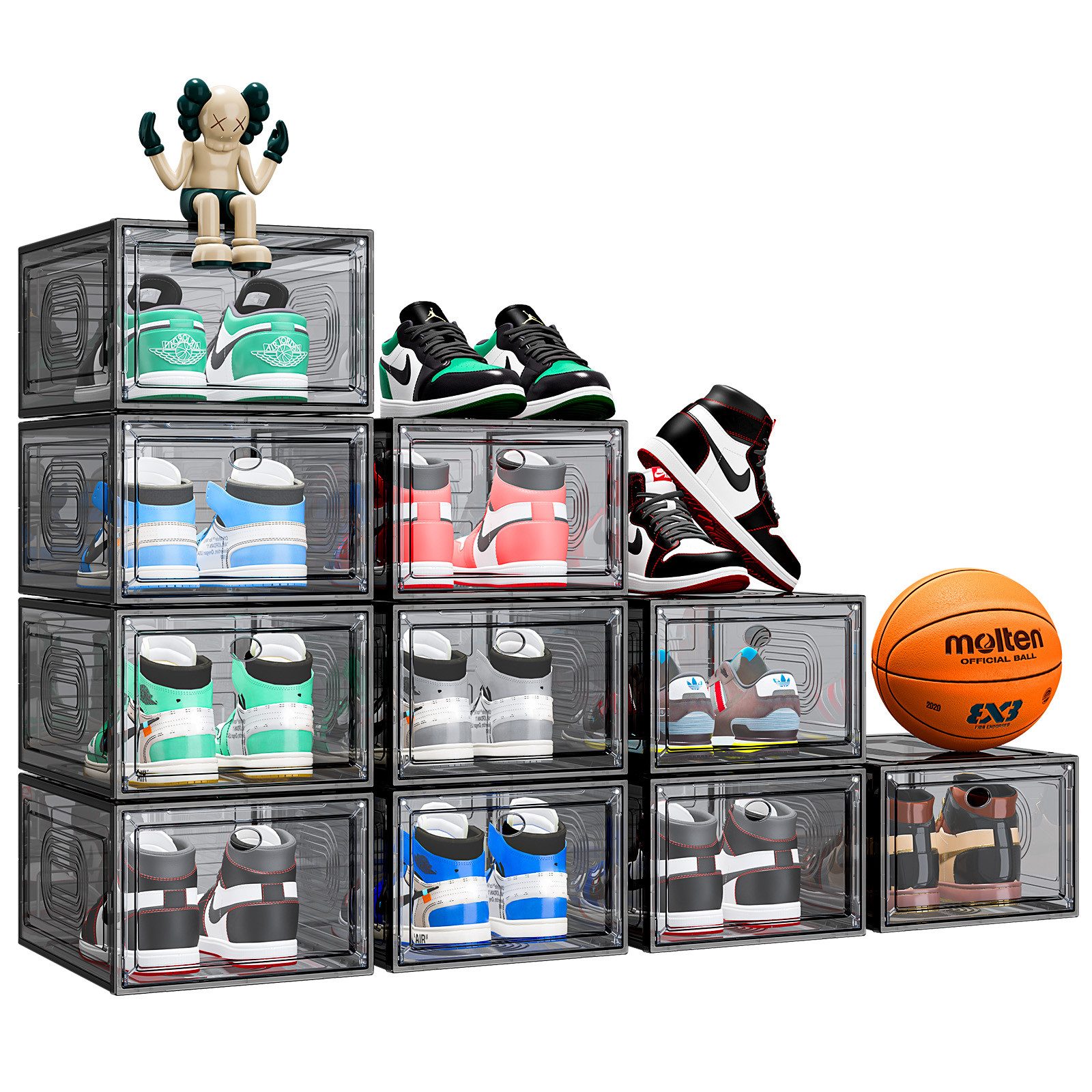 POPOLIC Schuhkiste Schuhbox Schuh-Organizer, Stapelbare Schuhaufbewahrungsb günstig online kaufen