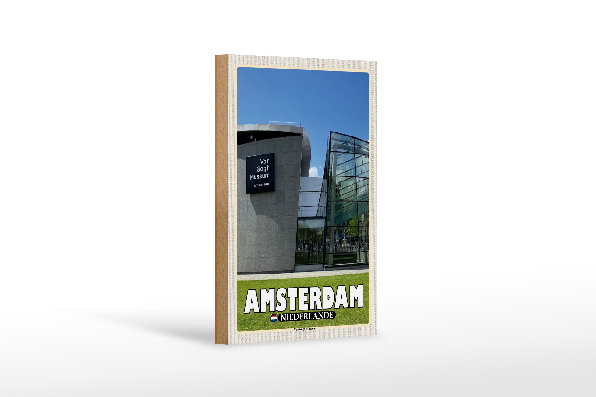Femer GmbH Holzbild Reise 12x18cm Amsterdam Niederlande Van-Gogh-Museum, (1 St), Glatte Holzfaserplatte (MDF), vorn beschichtet