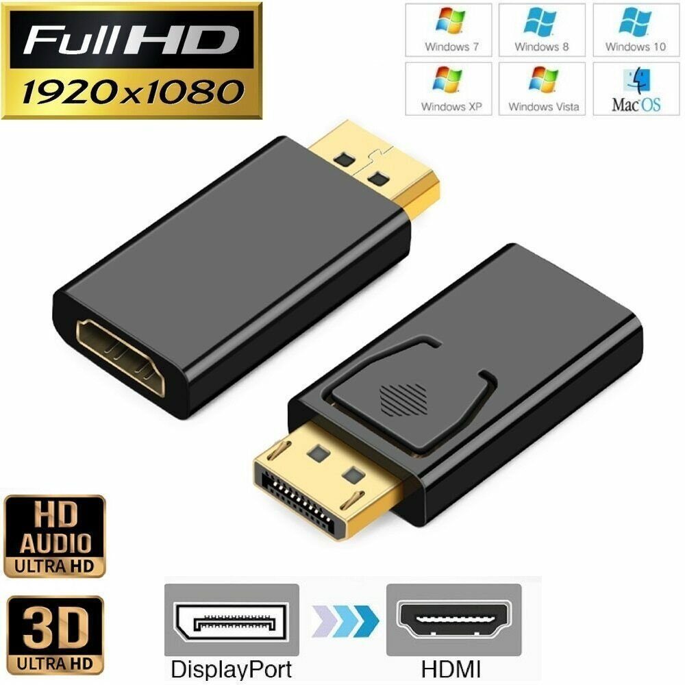 Displayport HDMI Adapter 1080P Full HD + Audioübertragung DP zu HDMI HDMI-Adapter