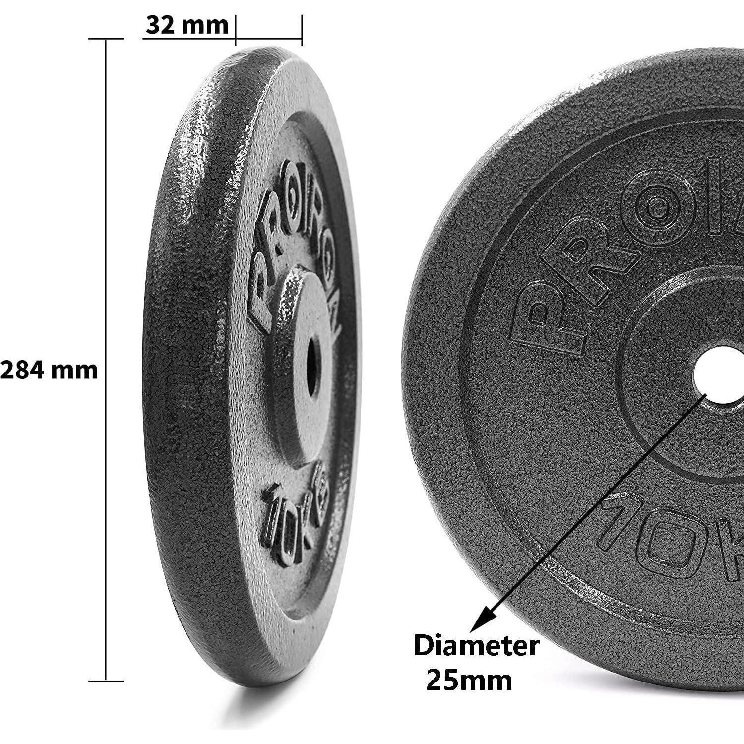 PROIRON Hantelscheibe Hantelscheiben-Set aus Gusseisen 1,25 2,5 5 10 kg (versch. Größen) für