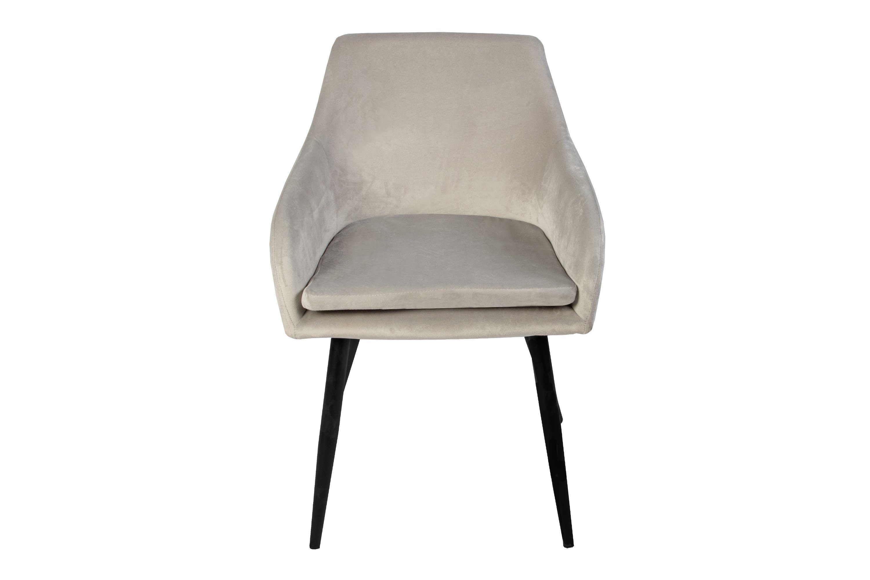 Levi, und Junado® Trendiger Grau Sitzhöhe Stuhl 47 mit Absteppungen, Samtbezug Armlehnstuhl cm