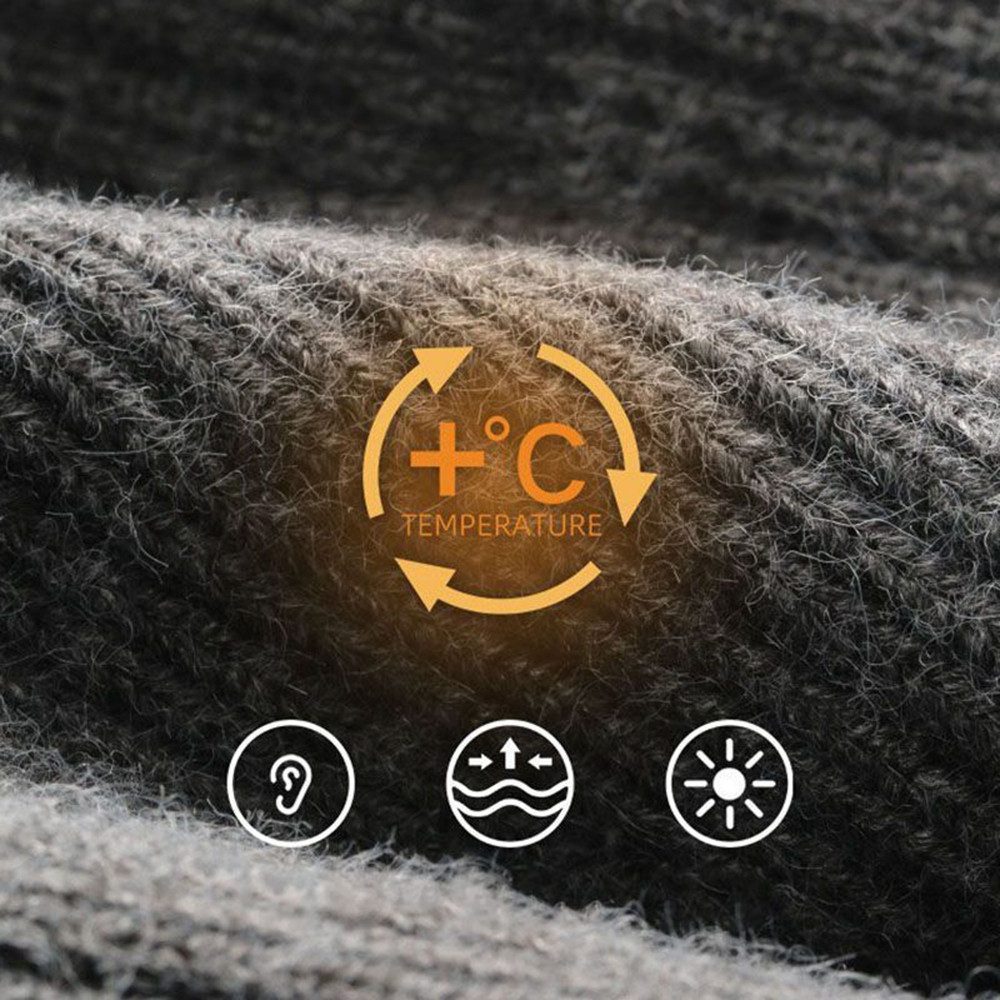 Cachito Strickmütze Wintermütze Halswärmer Set für Herren Damen Beanie Strickmütze mit Wollfutter und Ohrklappen, Warme Loop Schal
