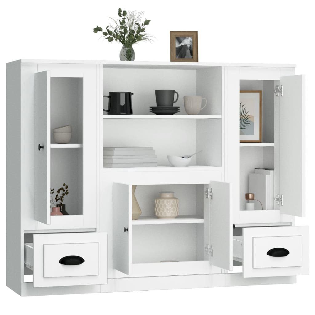 vidaXL Highboard 1035 cm Highboards 3 teilig Weiß Spanplatte