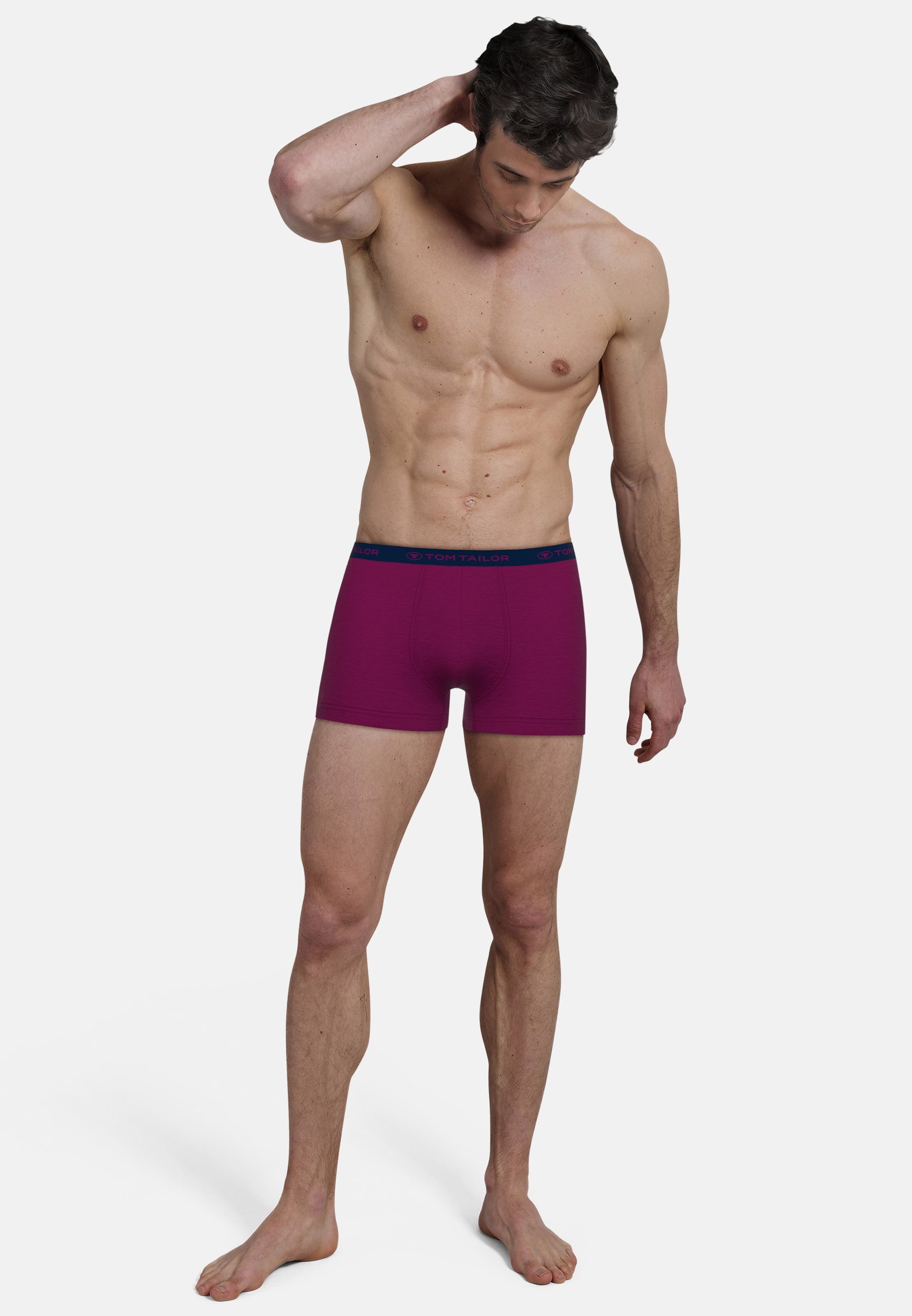 TOM TAILOR Boxershorts Buffer (6er Pack) feuchtigkeitsregulierend, eng, atmungsaktiv, Logobund, Baumwollmix