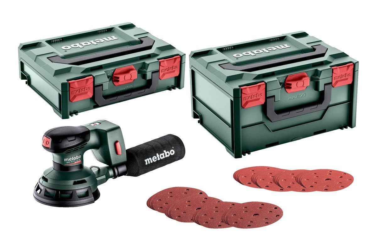Bandschleifer Metabo Set SXA18LTX125 BL Akku-Exzenterschleifer 18V metaBOX 215 mit