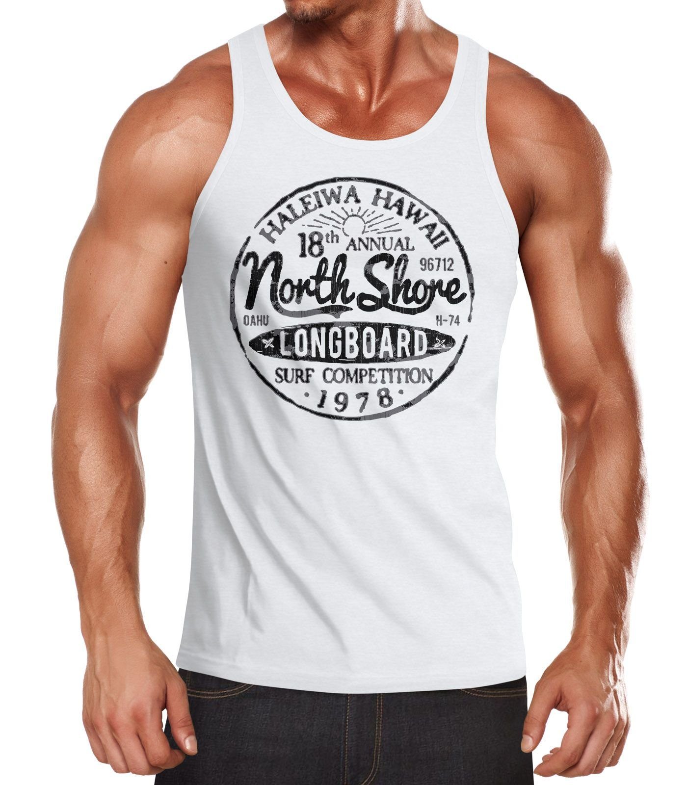 Neverless Tanktop Herren Tank-Top North Shore Longboard Retro Surf Motiv Wellenreiten mit Print