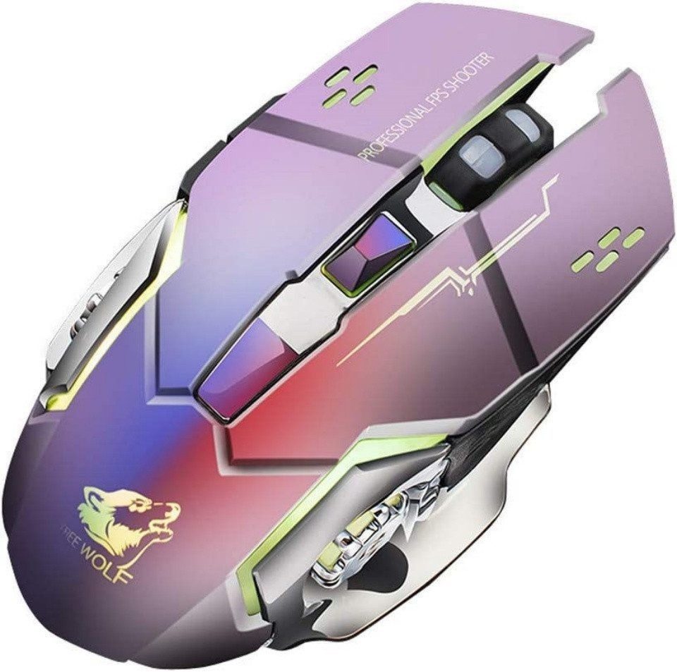 Welikera Wireless Maus,mit 2.4G USB-Empfänger,3 einstellbare DPI,7 Tasten Gaming-Maus (aufladbar, bluetooth)