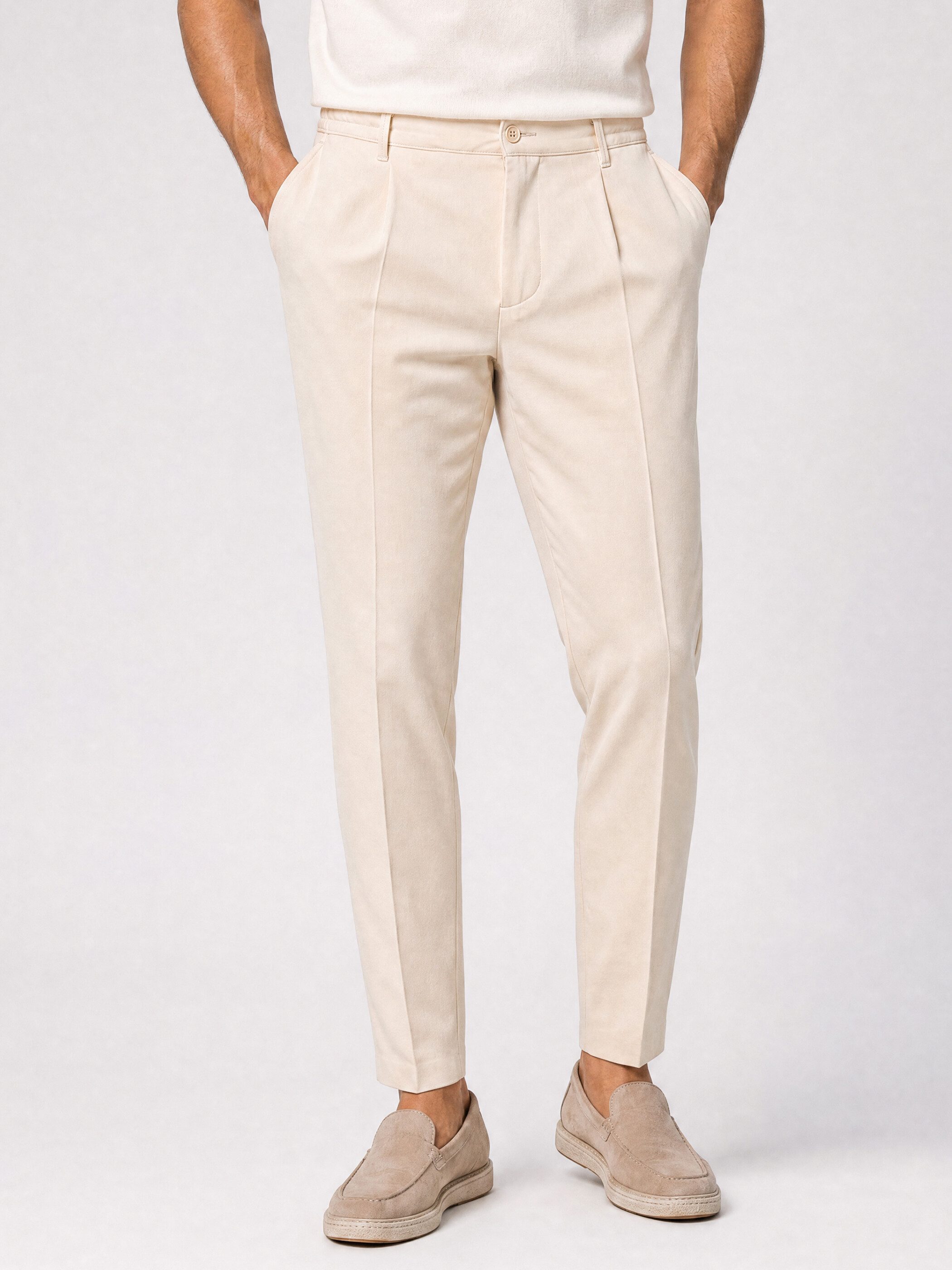 WOTEGA Chinohose Herren Studio Pant Chino Slim Fit mit Bundfalte & Stretch, 7/8-Länge