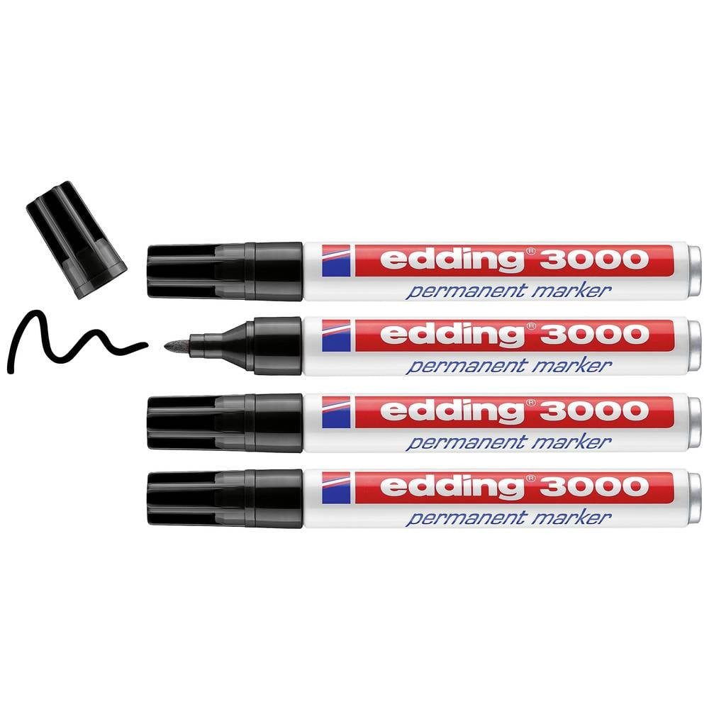 edding Permanentmarker 3000 Permanentmarker - - 4 Stifte - Rund-Spitze