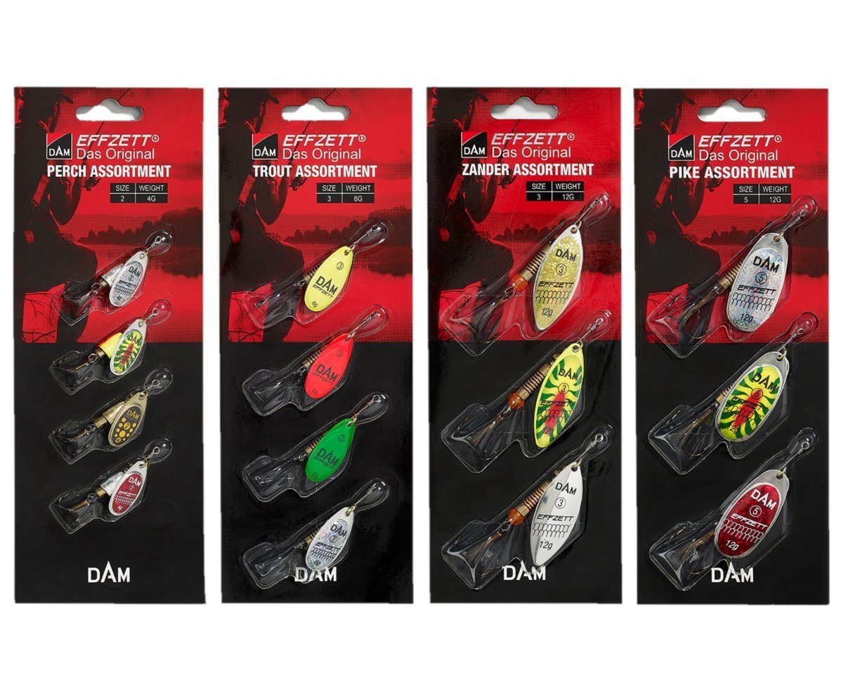 Kunstköder Effzett Assortment 4 Stück Spinner Set Barsch, Forelle, Zander, Hecht