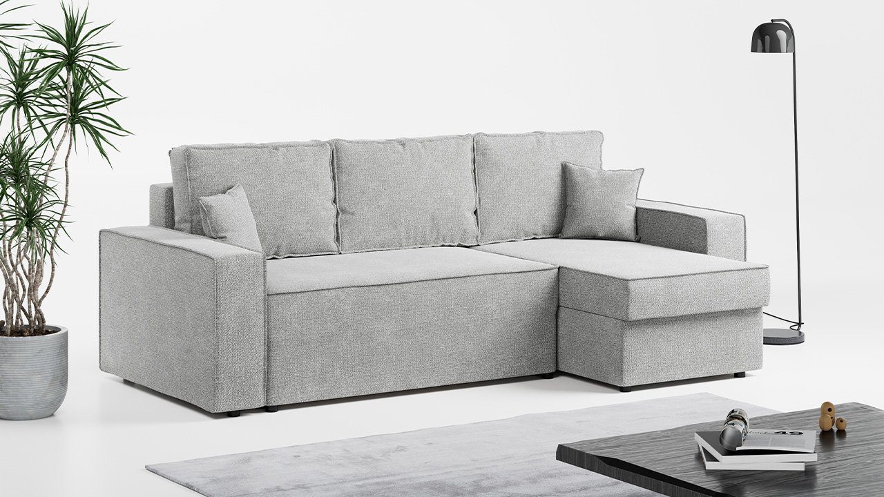 MKS MÖBEL Ecksofa DENVER, L L-Form, Bettsofa - Couch mit Wohnzimmer Schlaffunktion