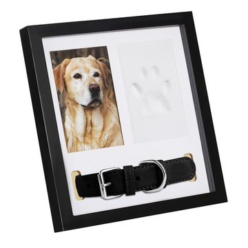 Navaris Bilderrahmen zum Basteln 3in1 Pfotenabdruck Set Hund - Foto Halsband Hundepfoten Abdruck, (1 St)