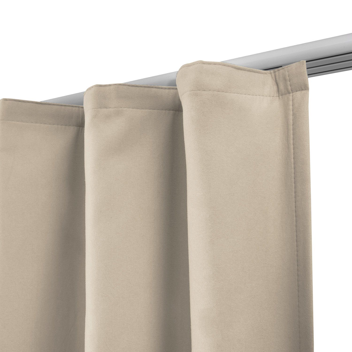 Beautissu Vorhang 2er Set Thermovorhang Gardine Creme Amelie TK, 140x245cm, Vorhang isolierend Kälte- & Hitzeschutz Universalband Verdunkelnd