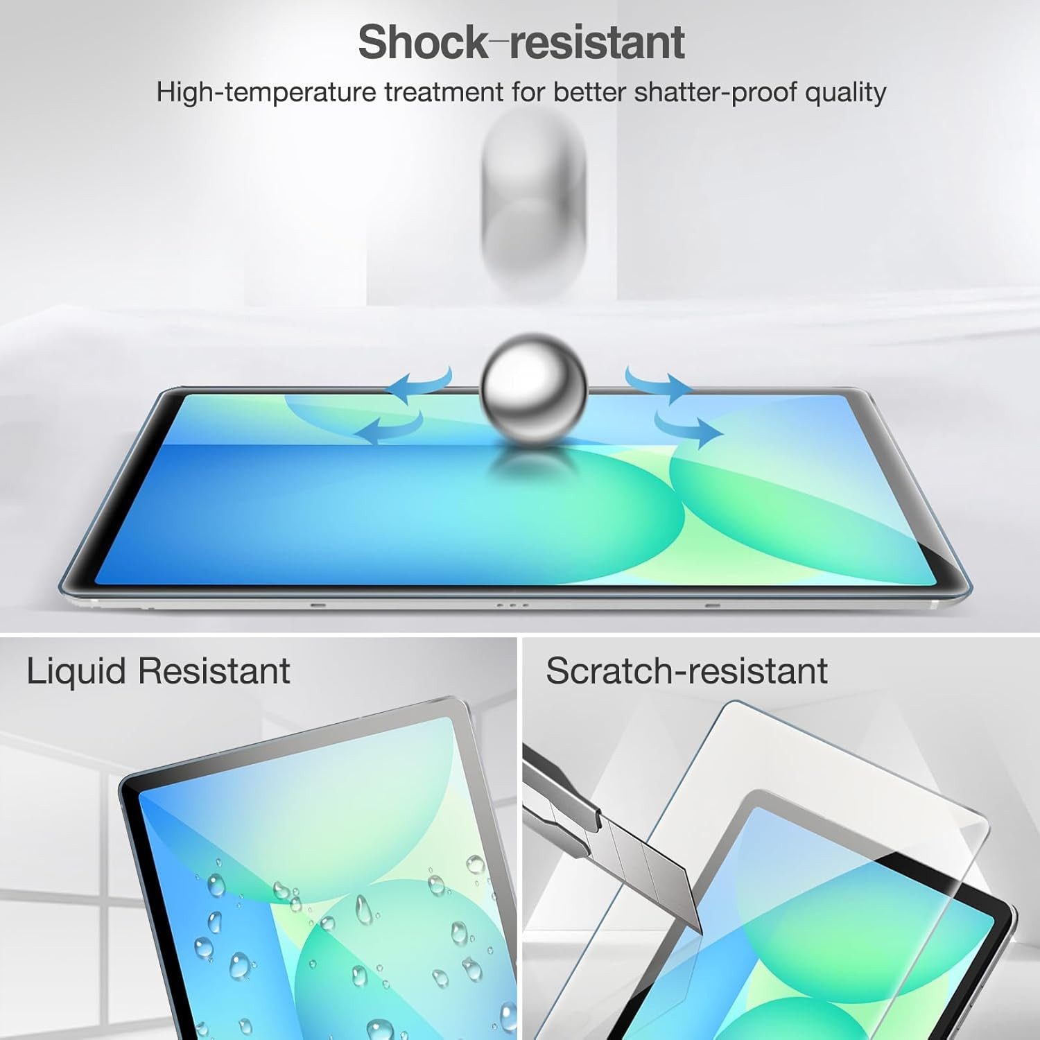 CLM-Tech Displayschutzglas 2X für Samsung Galaxy Tab S10 Lite/ S10 FE 2025/ S9 FE/Tab S9, Panzerglas Spar-Set, 2 Stück, Anti-Fingerabdruck und kratzfest – Bild 4 von 5
