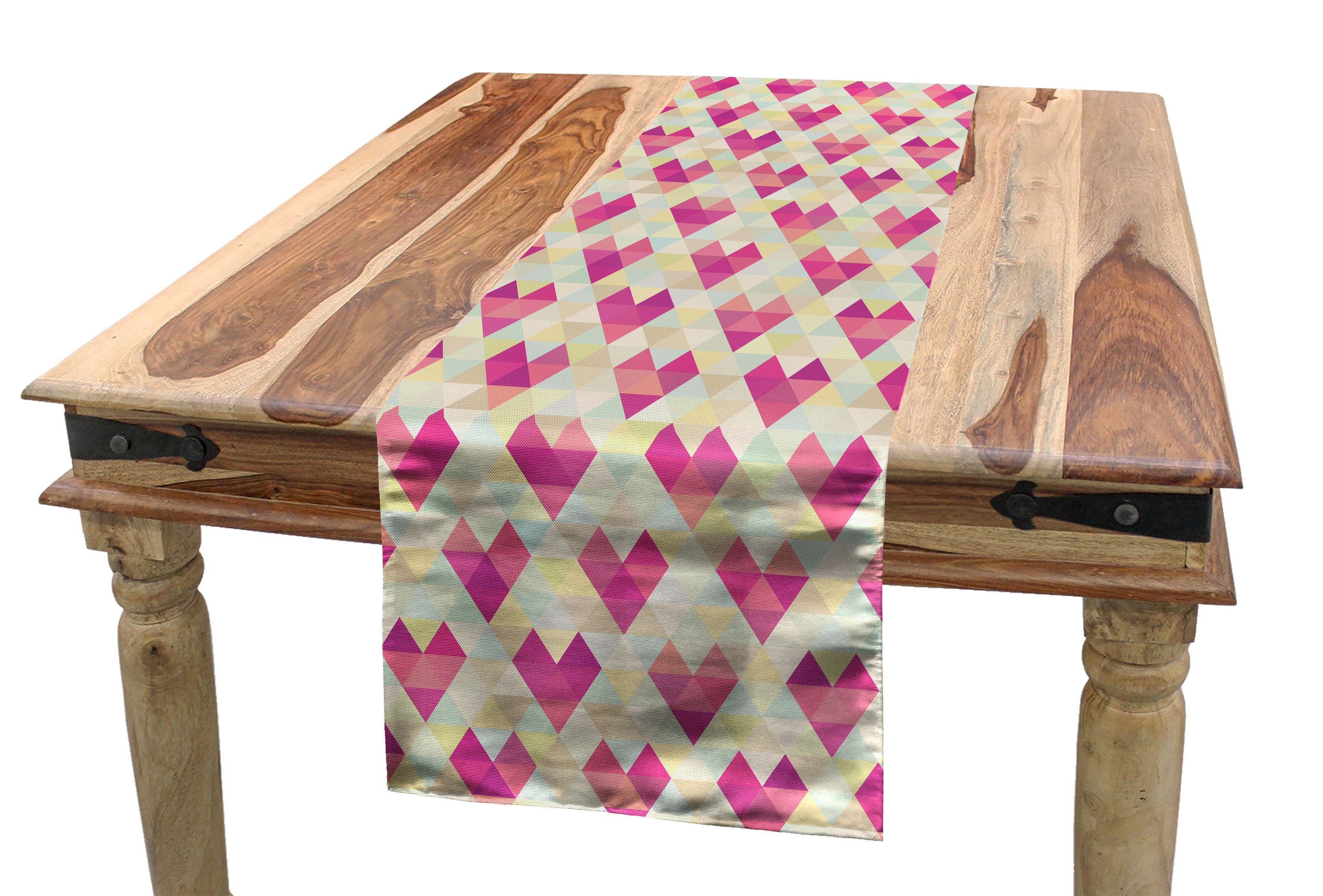 Abakuhaus Tischläufer Esszimmer Küche Rechteckiger Dekorativer Tischläufer, Geometrisch Mosaic Triangles