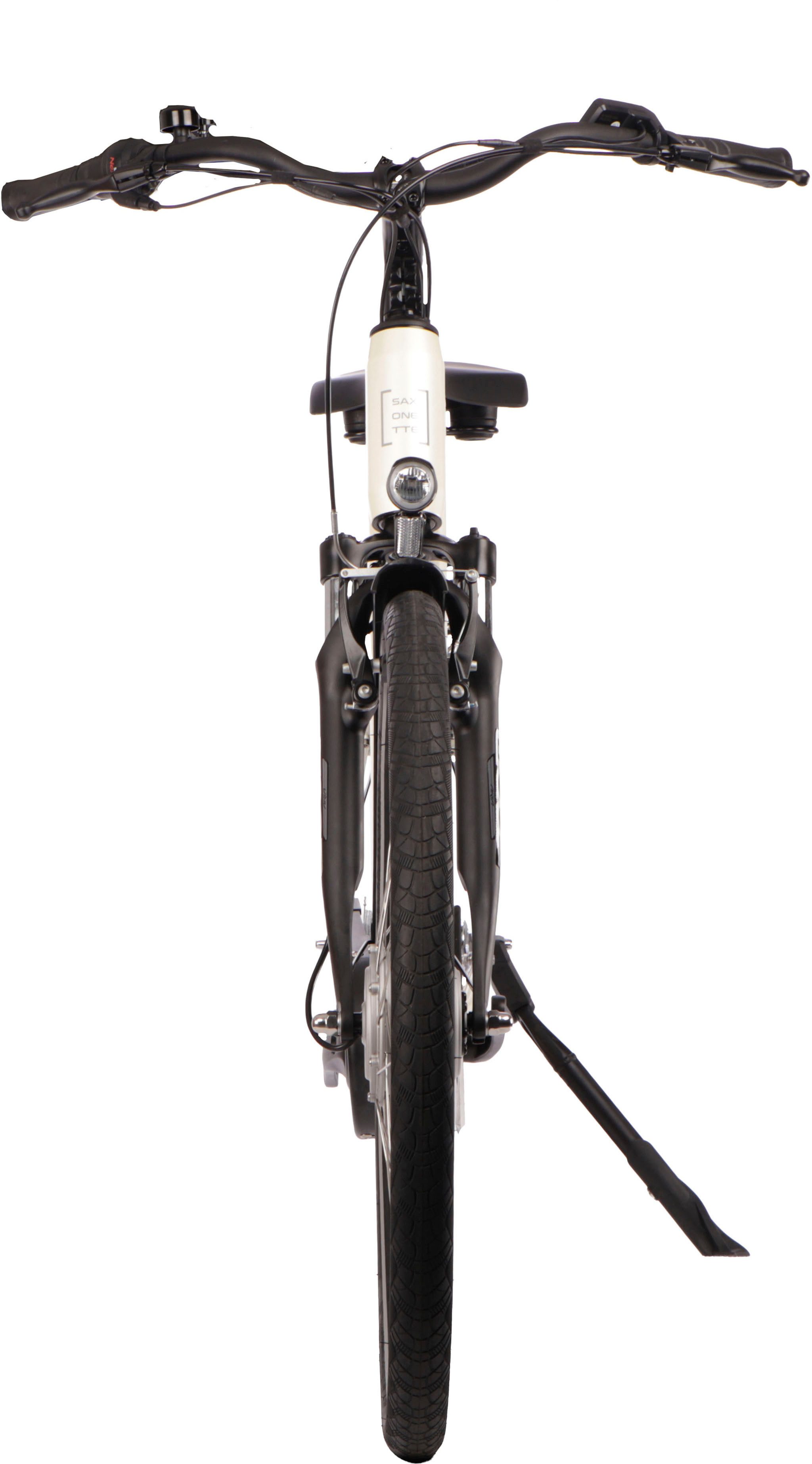SAXONETTE E-Bike Cityrad SAXONETTE Comfort Plus 5.0 E-Bike Damen 28 Zoll, 7 Gang Shimano Nexus 7 Gänge Schaltwerk, Nabenschaltung, Frontmotor, 468 Wh, (Packung), (mit integr. Akku), Elektrofahrrad für Alltag und Einkauf