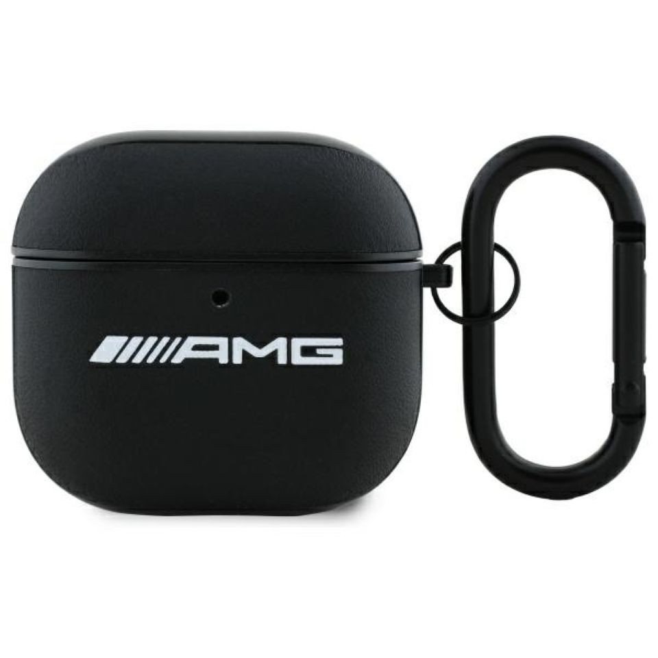 Mercedes Benz AMG Kopfhörer-Schutzhülle Hülle Case AirPods 4 Echtleder schwarz, Kantenschutz