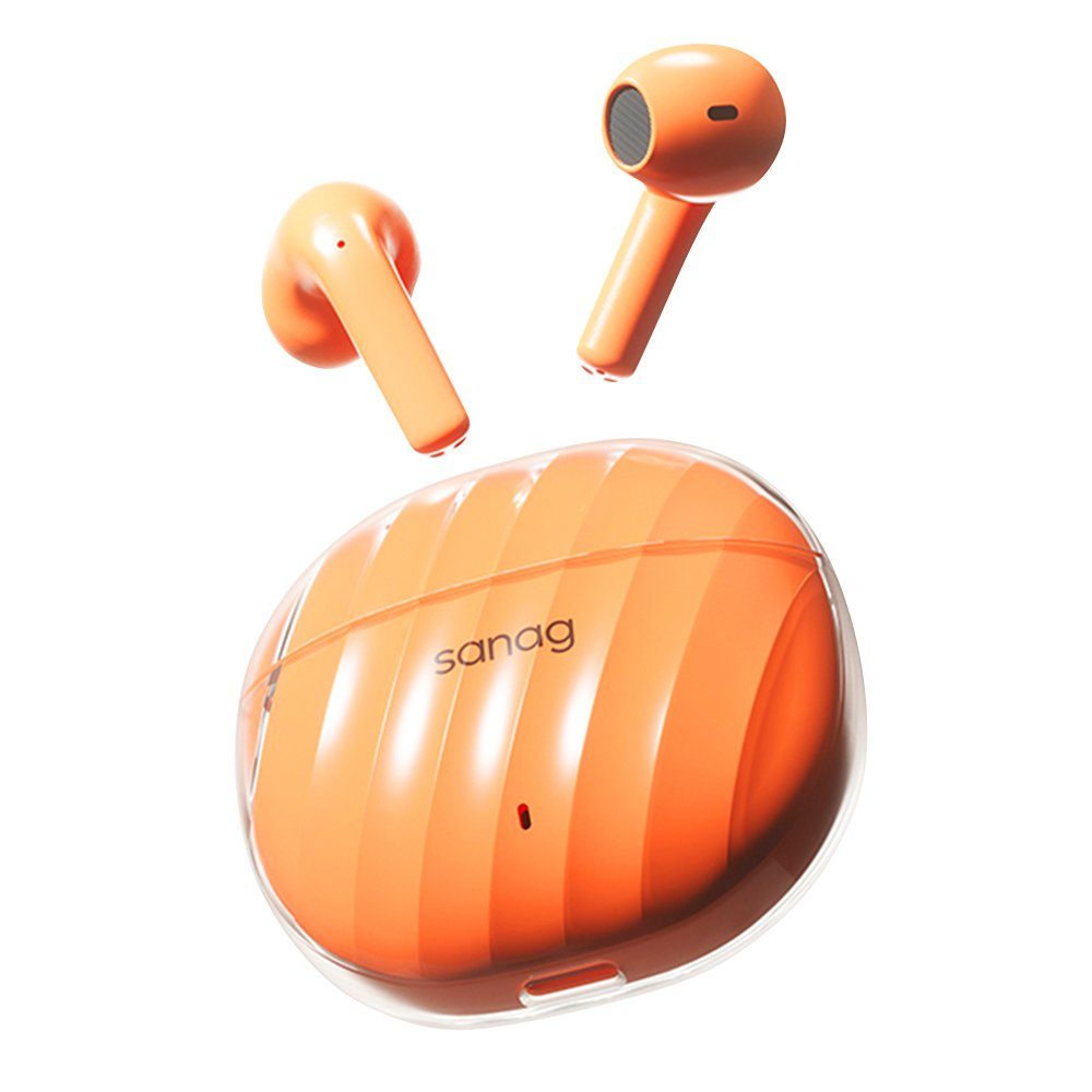 SANAG Bluetooth Kopfhörer Mit Bluetooth 5.3 Version, TWS Kopfhörer Kabellos In-Ear-Kopfhörer (Active Noise Cancelling (ANC), Dolby Atmos, True Wireless) Orange