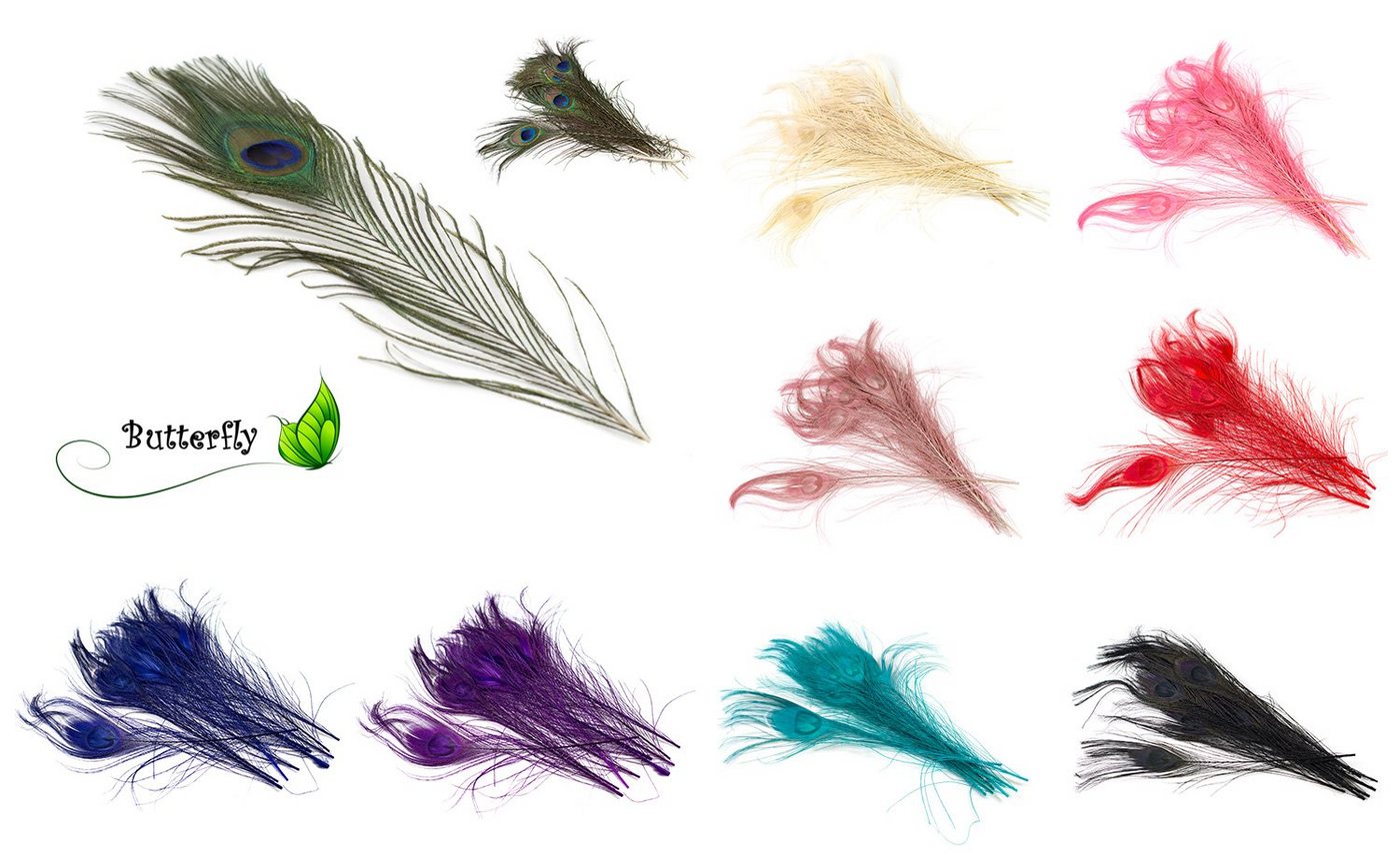 Thumbnail - Creativery Bastelfedern, 10 echte Pfauenfedern ca. 25-30cm