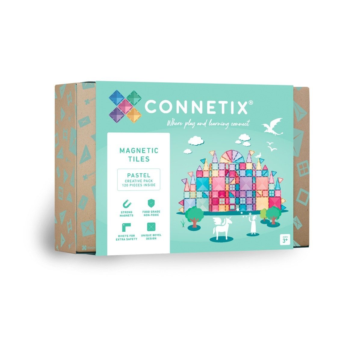 Connetix CONNETIX Магнитные блоки Pastel Set 120 Teile kreatives Lernen & Spaß Magnetspielbausteine, (Open Play, 120 Teile), ab 3 Jahren