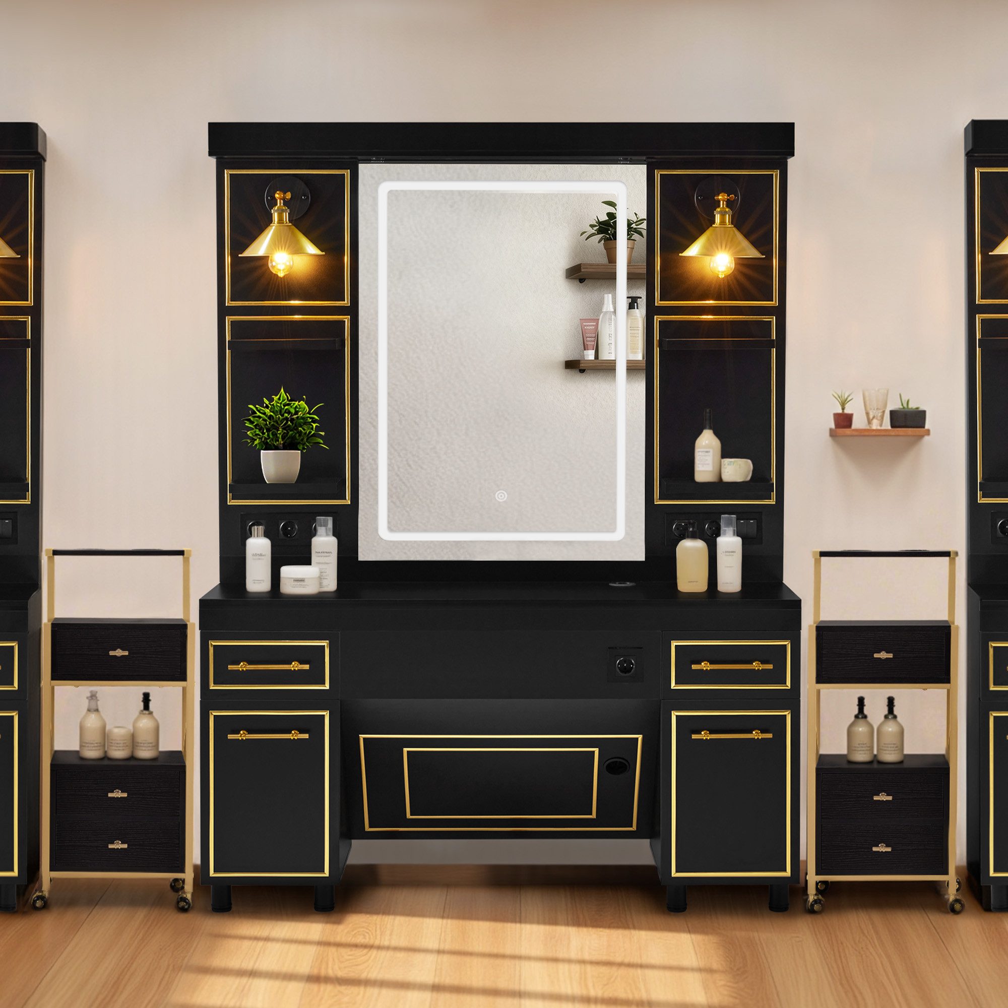 Barberpub Spiegelschrank BarberPub Friseurplatz mit Ablagen & Schubladen, S günstig online kaufen