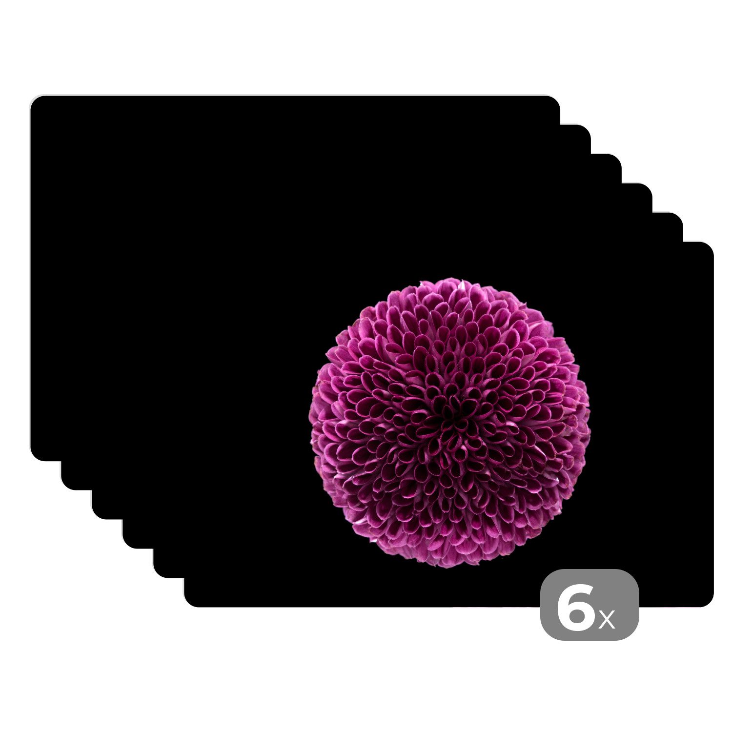 MuchoWow Platzset Eine kugelförmige lila Chrysanthemenblüte auf schwarzem H günstig online kaufen