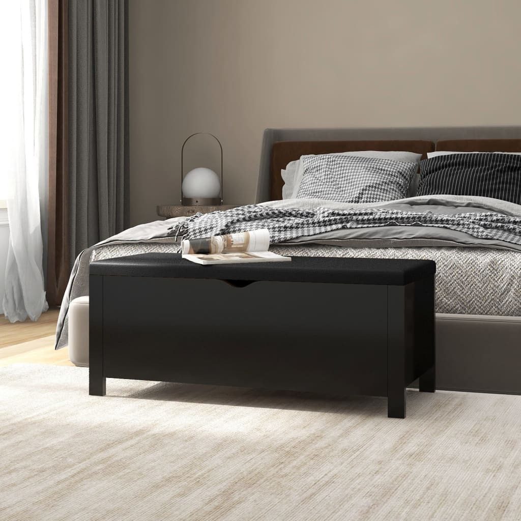 furnicato Truhenbank Sitzbank mit Stauraum Kissen Schwarz 105x40x45cm Holzwerkstoff (1-St), Kissenbox mit Kunstleder-Polsterung für den Wohnraum und Stauraum