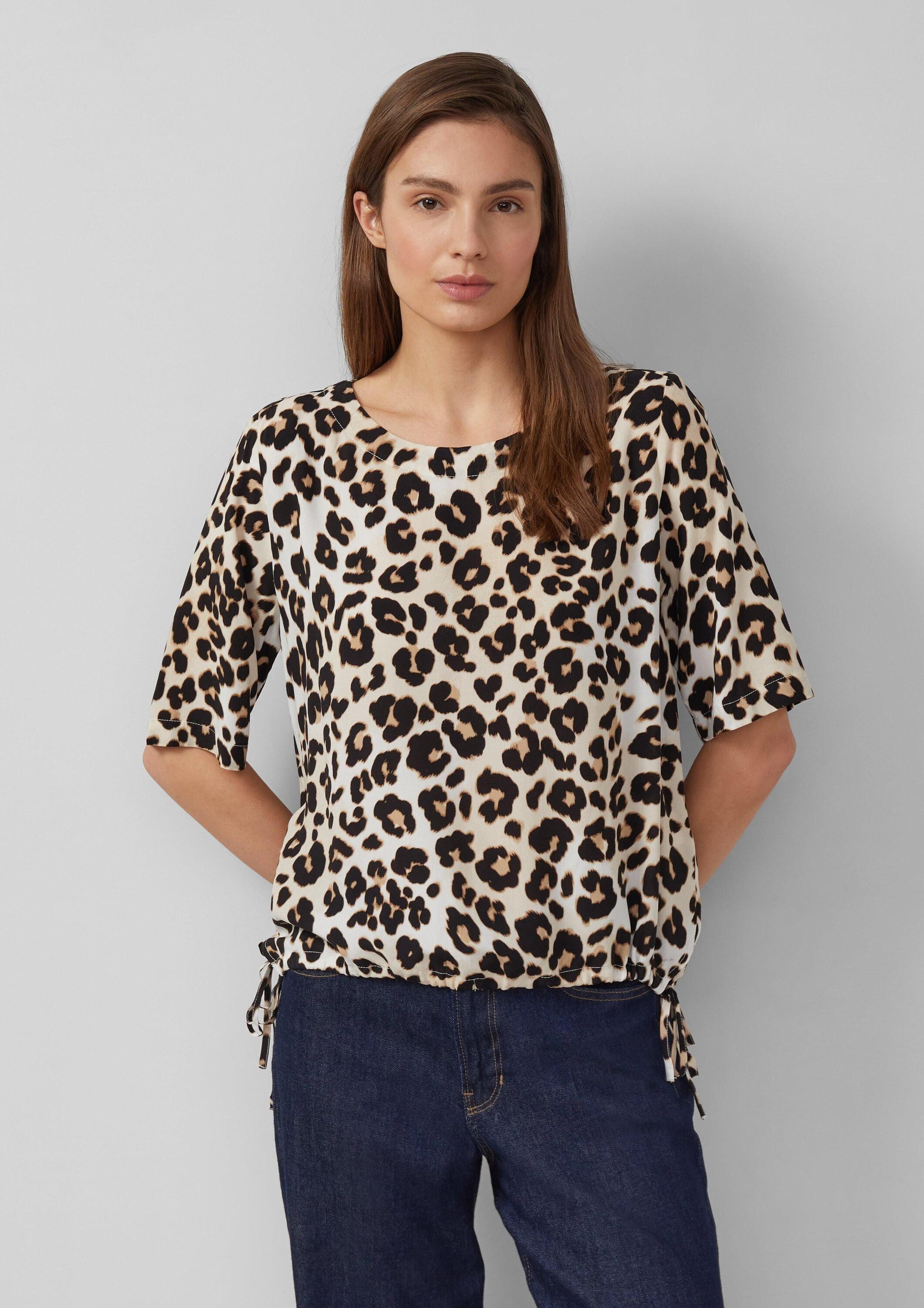 s.Oliver Kurzarmbluse Bluse Shirt-Bluse mit verstellbarem Saum