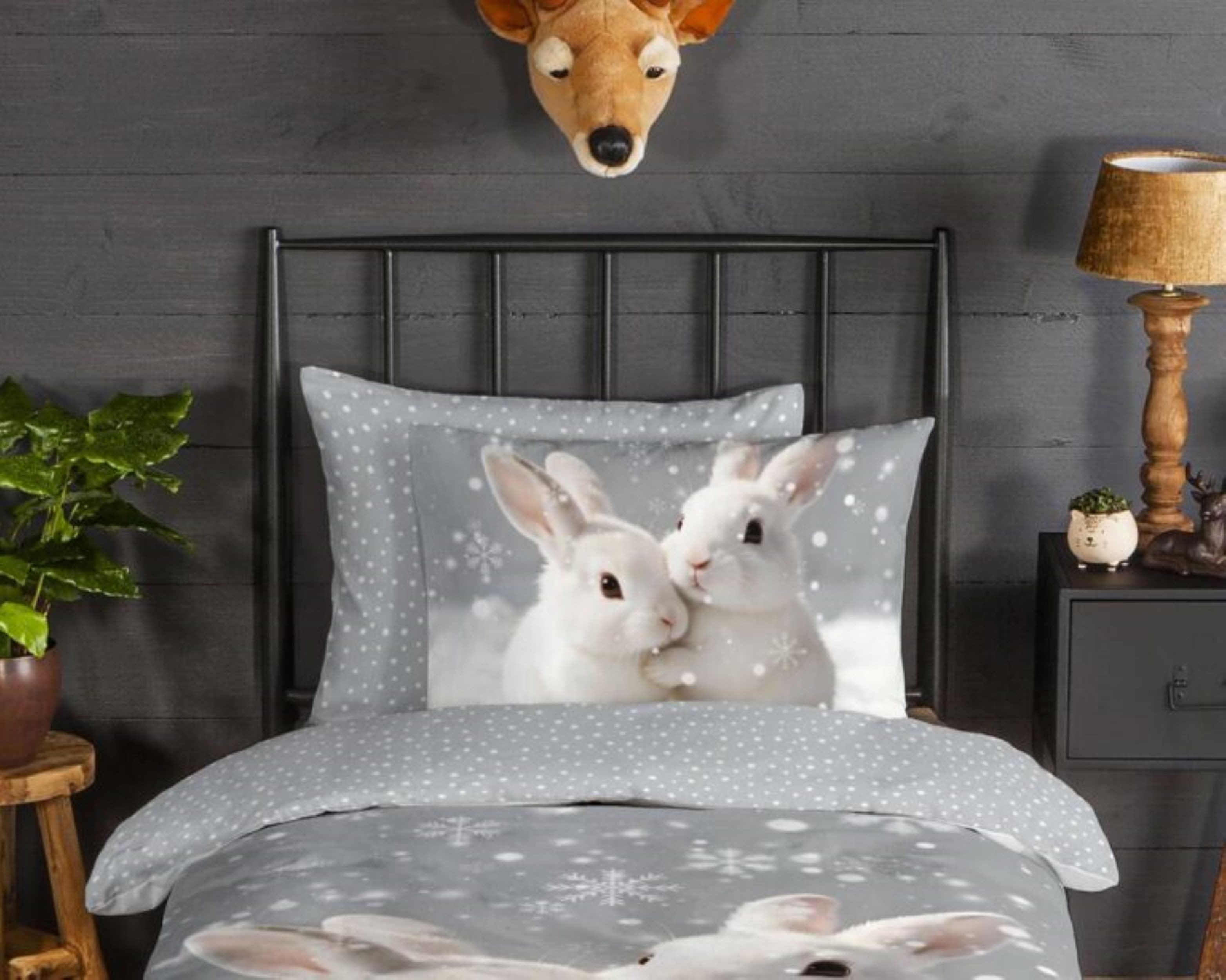 good morning Babybettwäsche Good Morning Kids Flanell Bettwäsche 135x200 Coef Hasen Schnee grau, Baumwolle, 2 teilig, kuschelweich, perfekt fürs Kinderzimmer