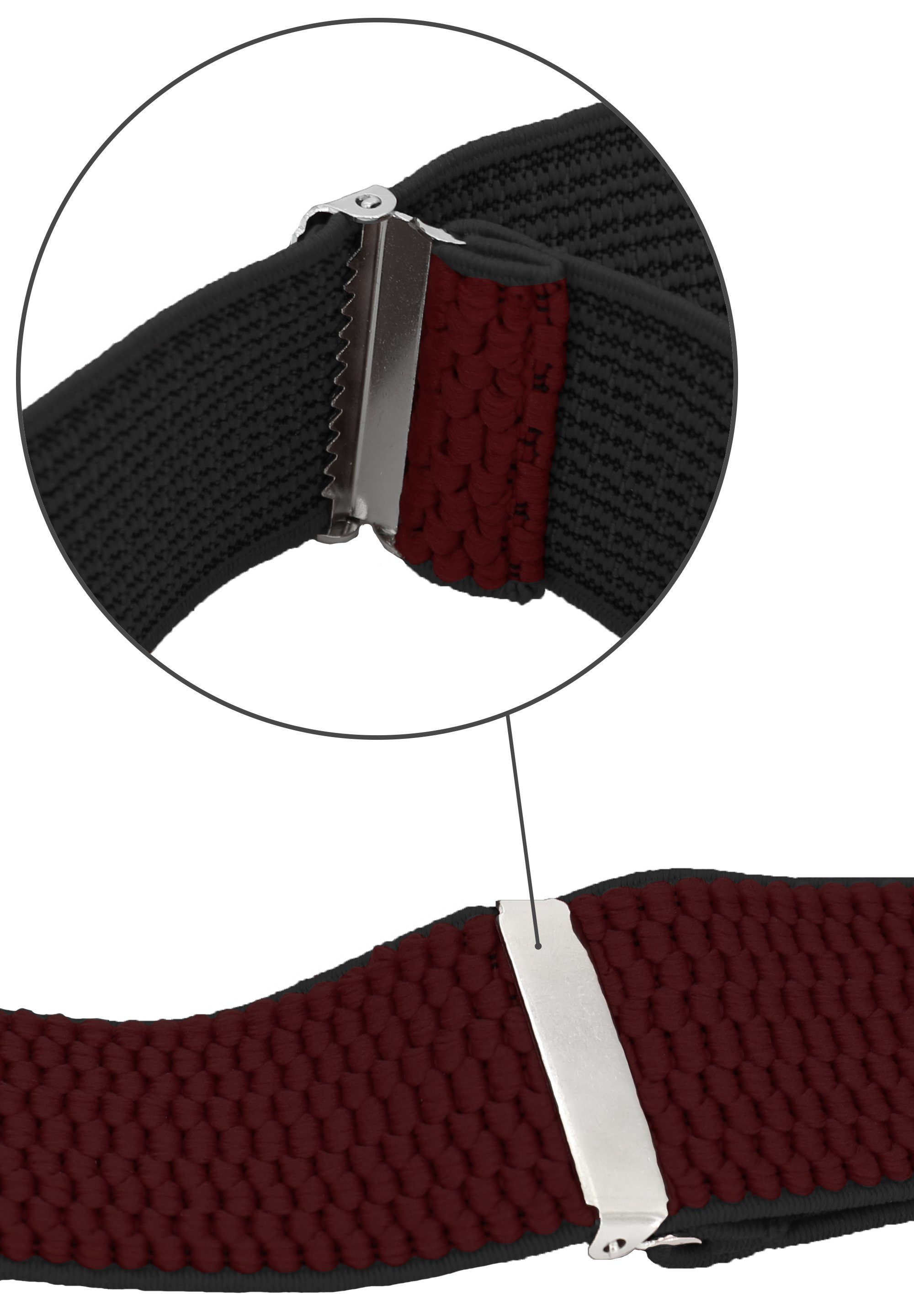 Fabio Farini Hosenträger 4cm Breites X-Design verstellbar mit extra starken Clipverschluss, Brombeere – Bild 5 von 5
