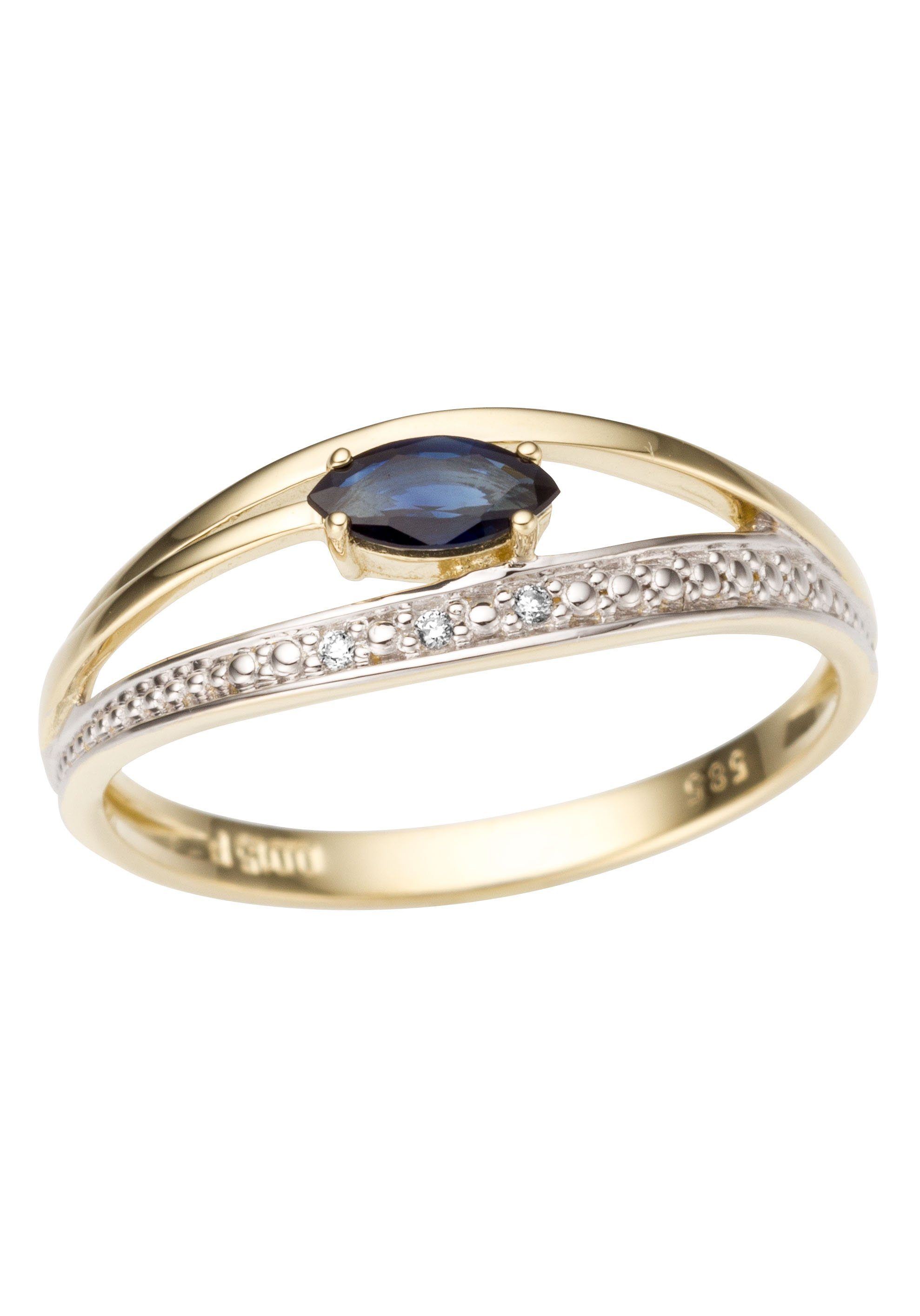 Firetti Goldring Schmuck Geschenk Gold 333 Damenring Goldring Edelstein Farbstein, mit Saphir - mit Brillanten