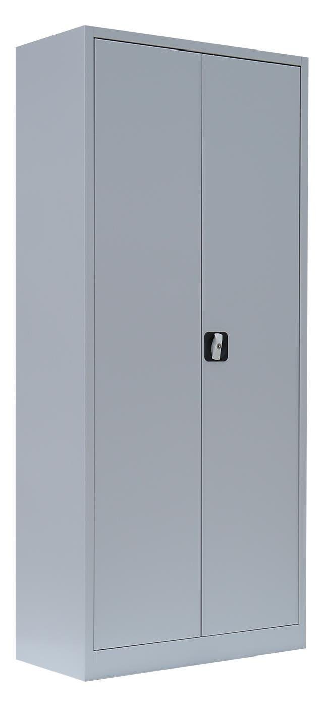 verschweißt, und Flügeltürenschrank, OH, 383 grau (1-St) x montiert Mehrzweckschrank Lichtgrau Komplett x 4,5 | Montage keine 1800 800 Steelboxx erforderlich mm Lüllmann®